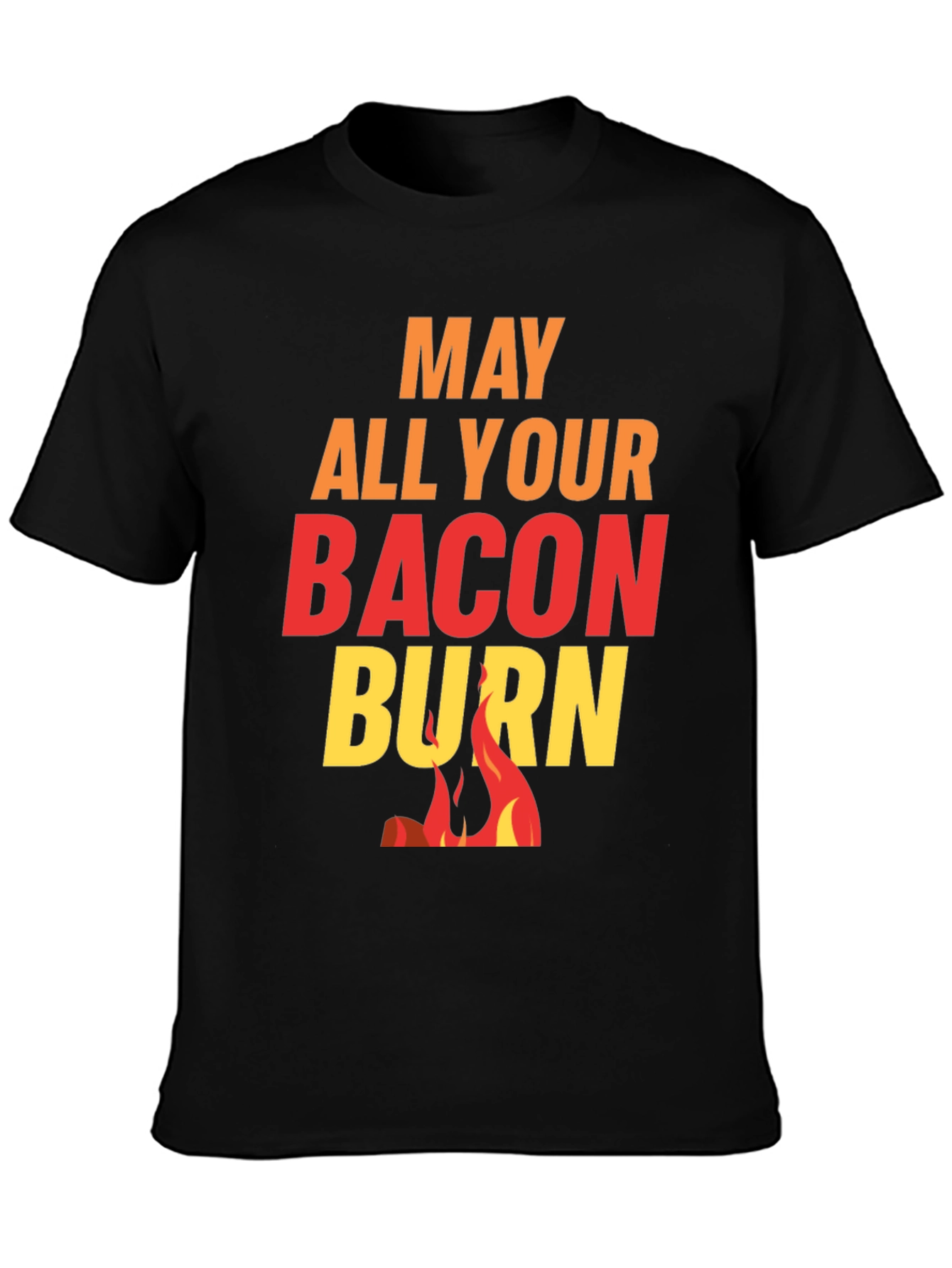 Black May All Your Bacon Burn Novelty Graphic Tee view 3