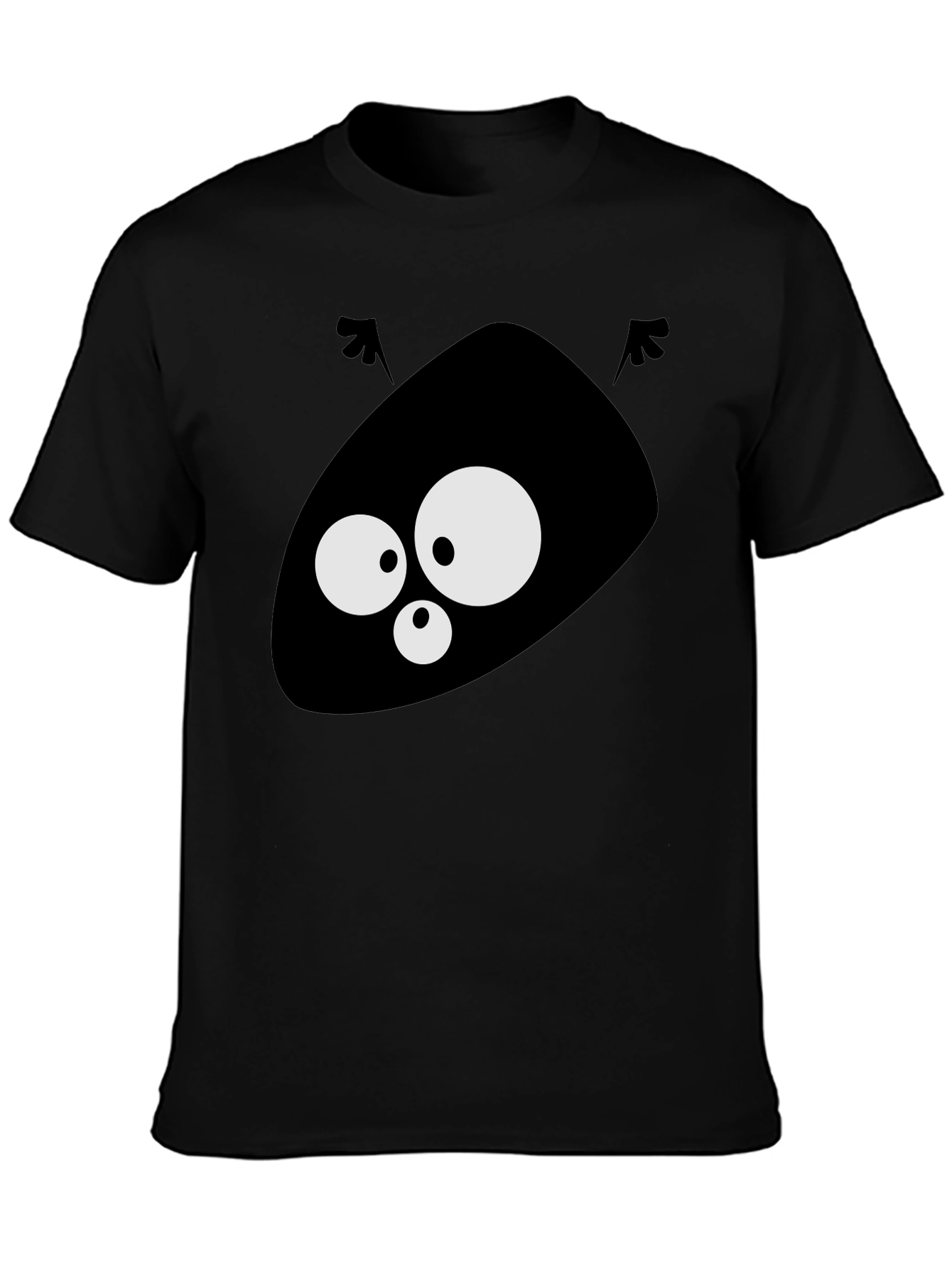 Black Funny Alien Face Graphic Black T-Shirt view 3