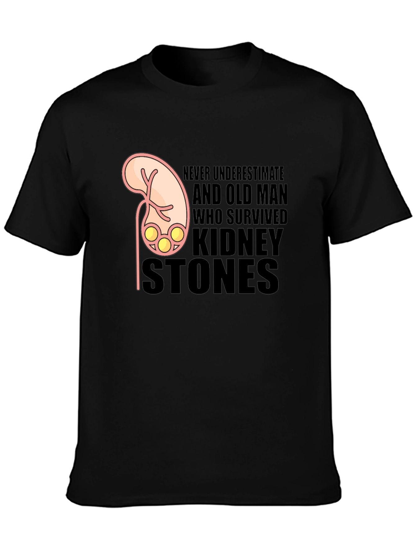 Black Kidney Stone Survivor T-Shirt - Funny Graphic Tee view 3