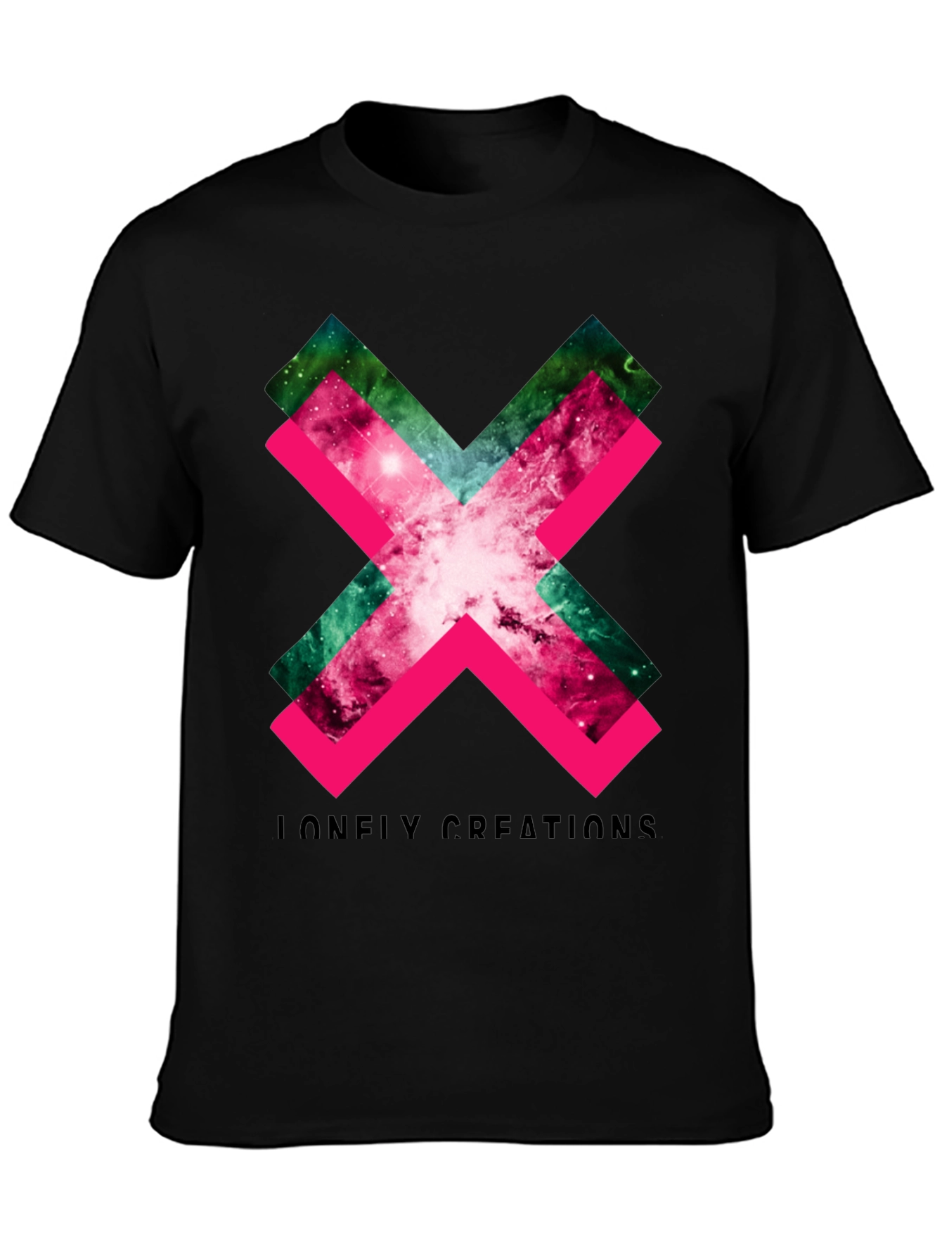 Black Galaxy X Graphic Tee - Black Cotton Blend T-Shirt view 3