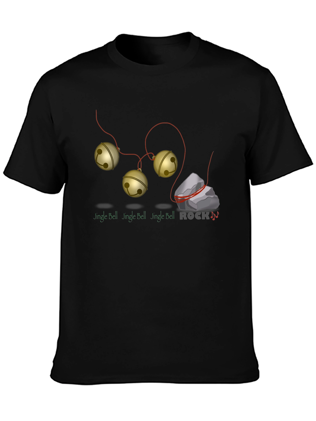 Black Jingle Bell Rock Graphic T-Shirt - Holiday Humor view 3