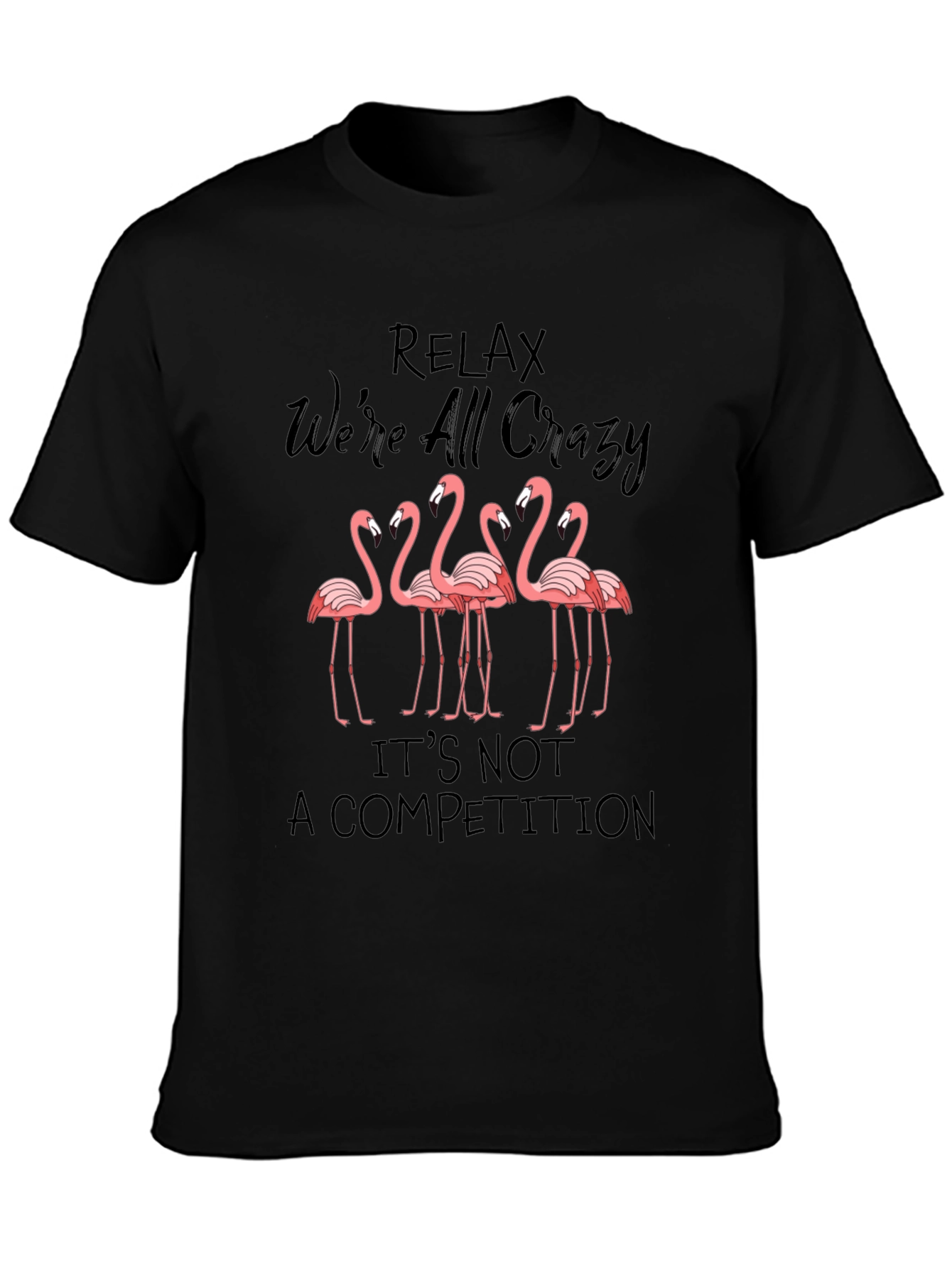 Black Relax Crazy Flamingo Graphic Tee view 3