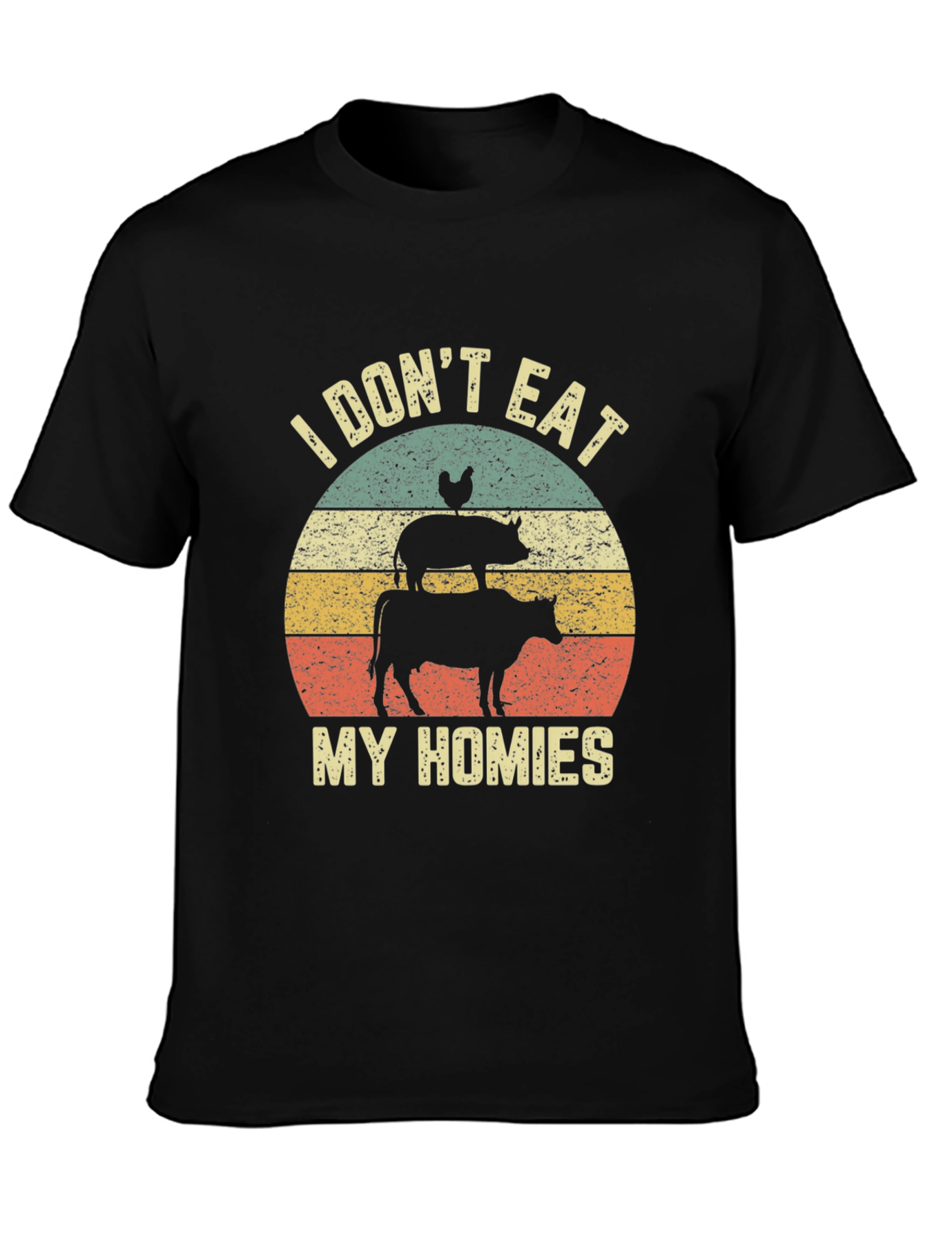 Black Vegan T-Shirt - "I Don't Eat My Homies" Animal Lover Tee view 3