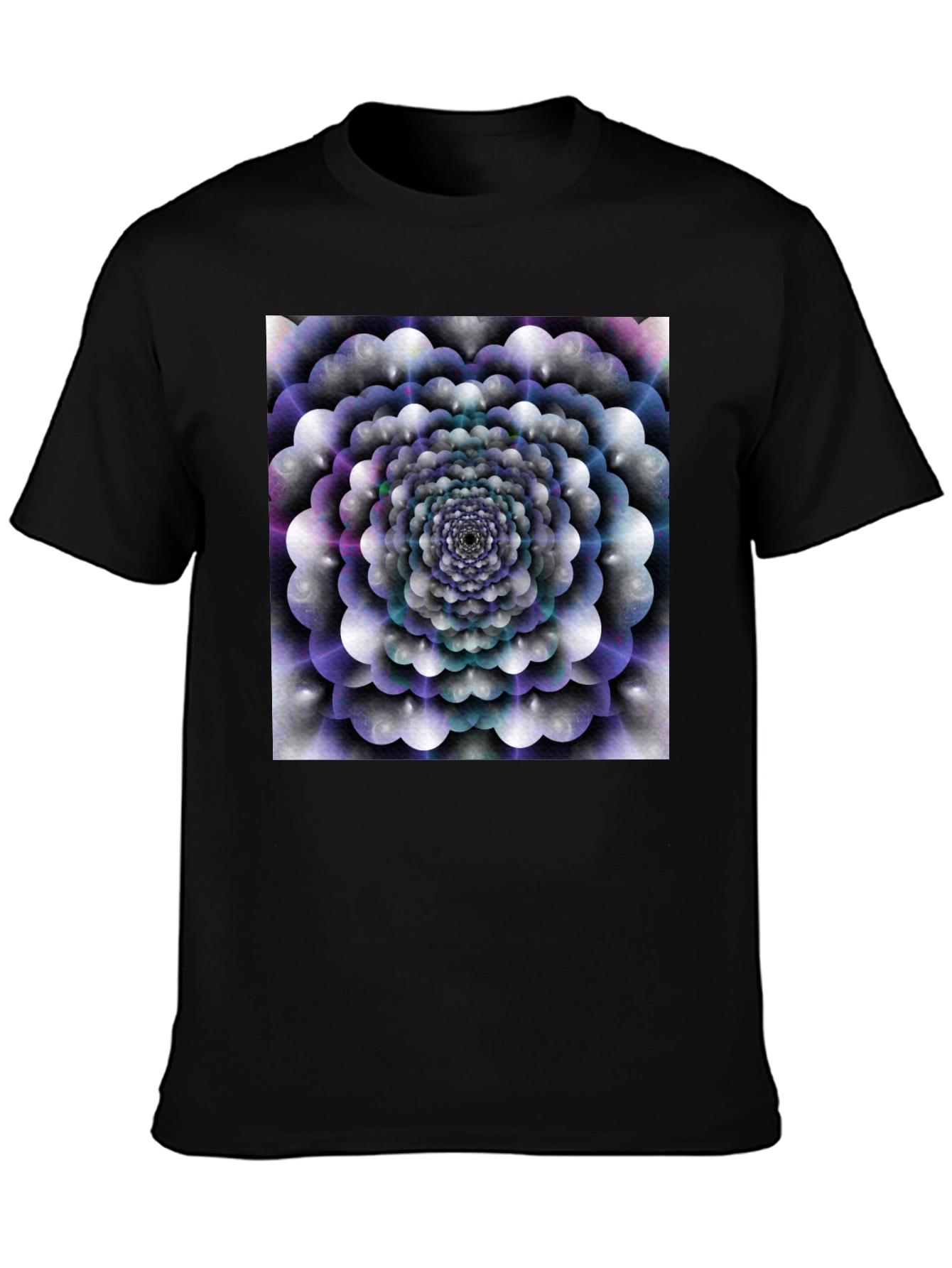 Black Abstract Floral T-Shirt - Black Cotton Tee view 3