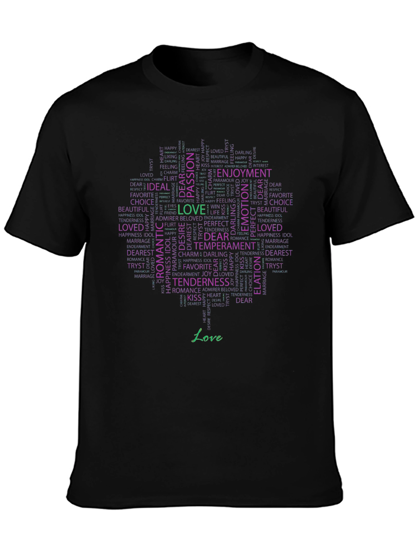 Black Love Word Cloud Graphic T-Shirt view 3