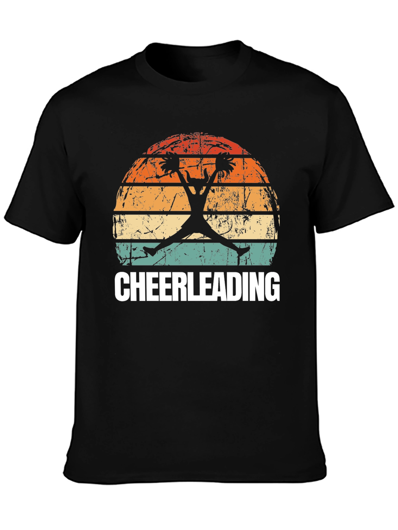 Black Cheerleading Sunset T-Shirt - Vintage Style view 3