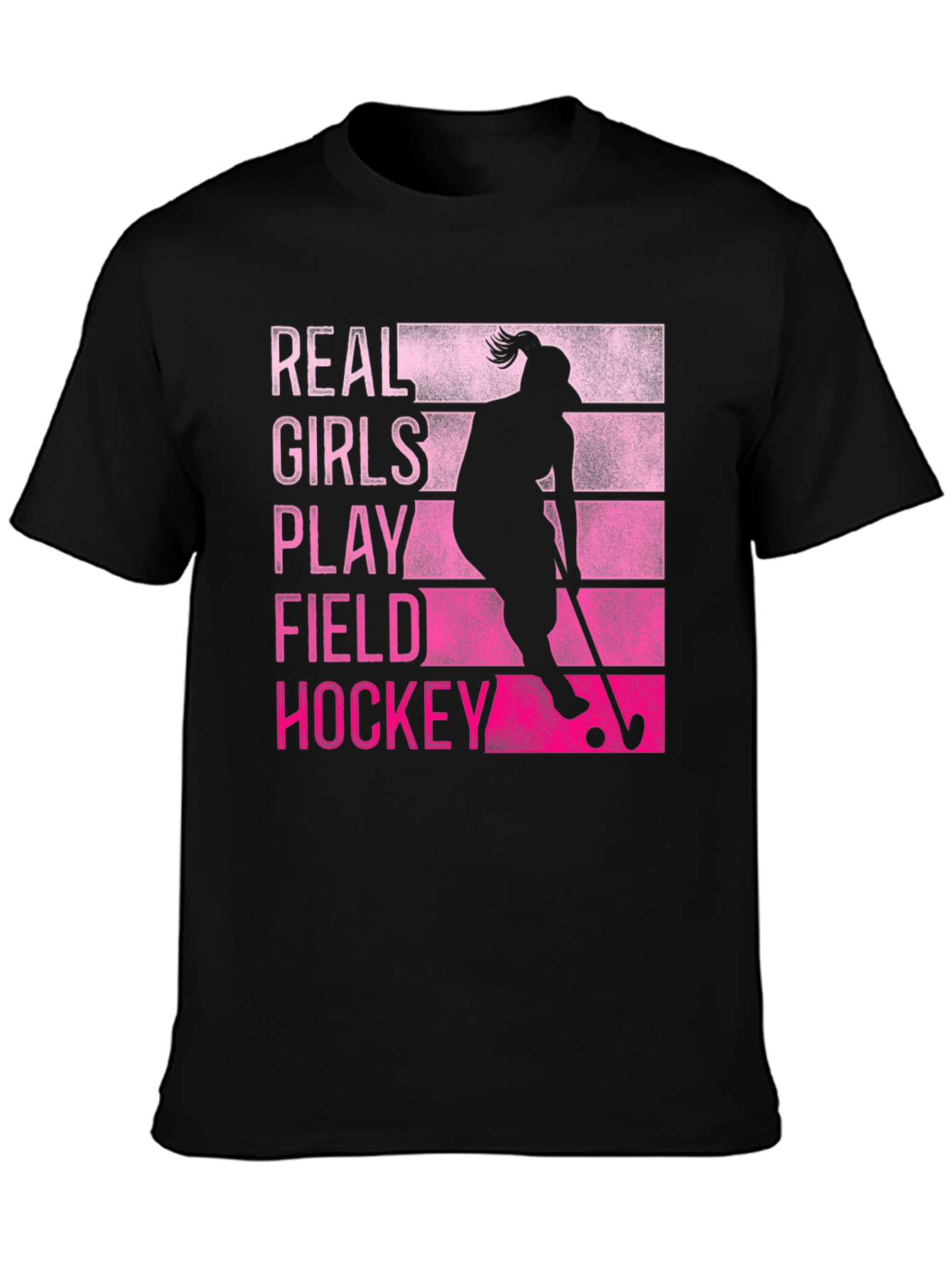 Black Real Girls Play Field Hockey T-Shirt view 3