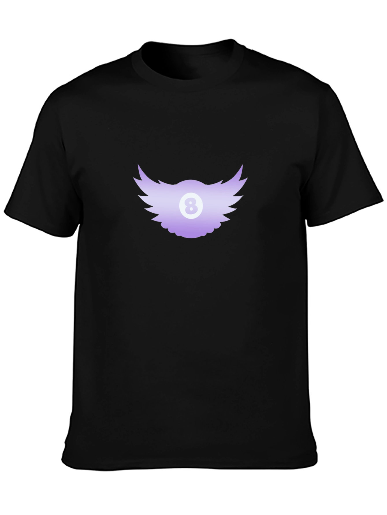 Black Winged 8 Ball Graphic Tee - Cool Black T-Shirt view 3