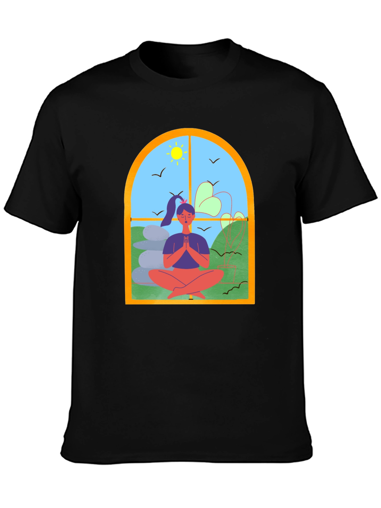 Black Meditative Window T-Shirt view 3