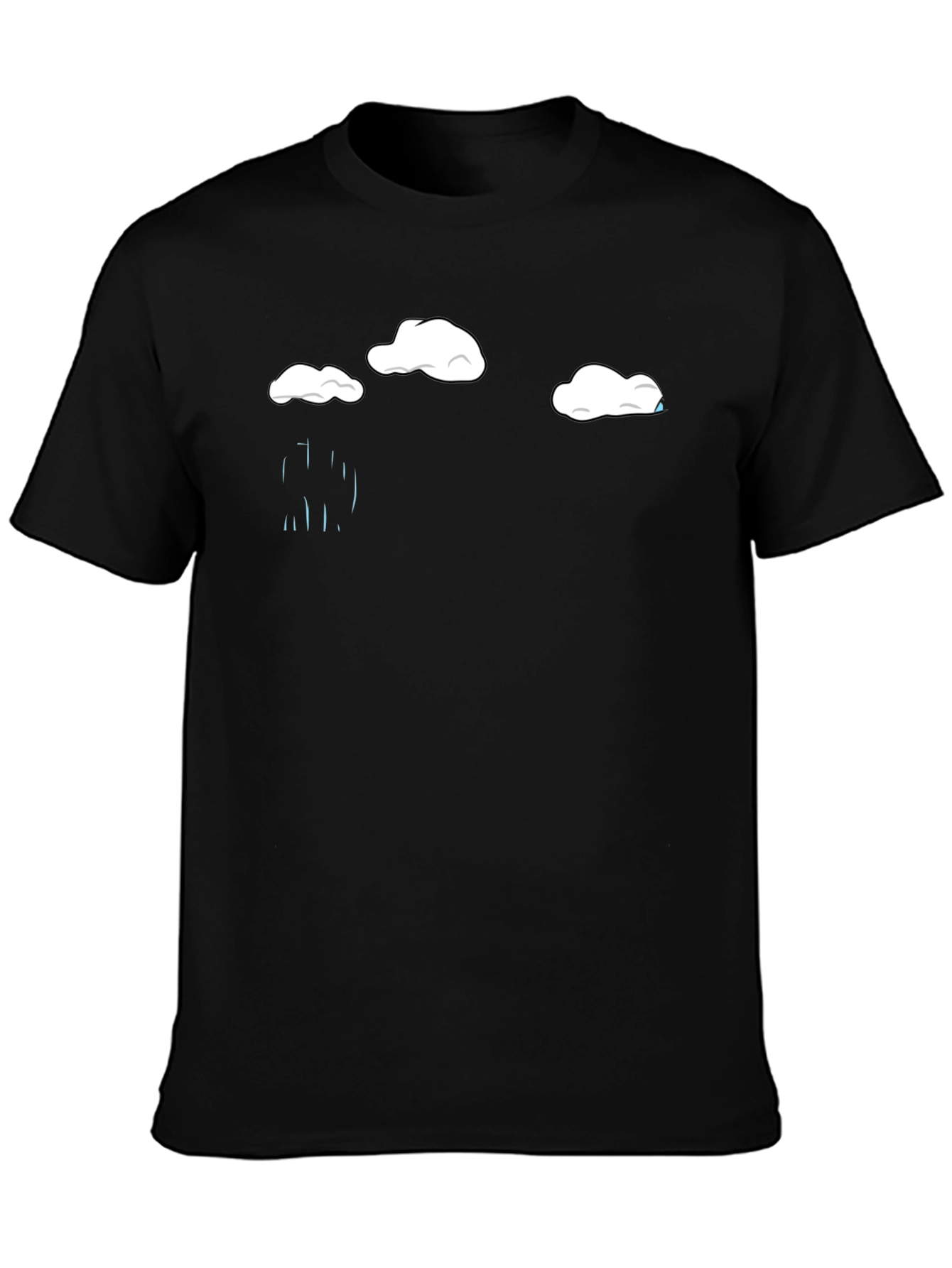 Black Rainy Day Cloud Graphic Tee - Black Cotton T-Shirt view 3