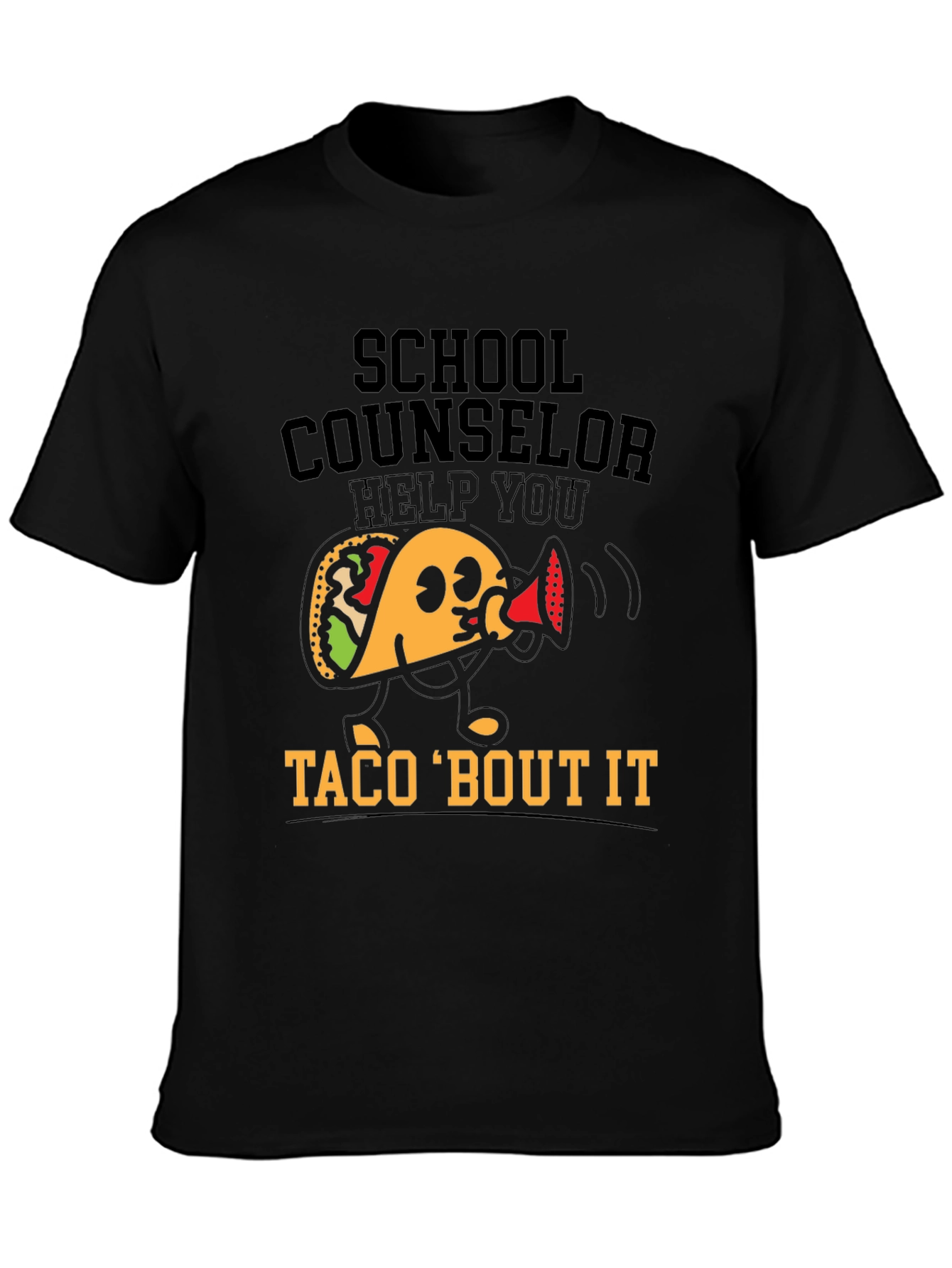 Black School Counselor Taco 'Bout It T-Shirt view 3