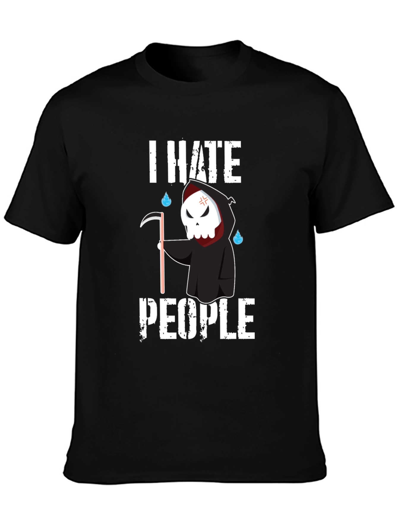 Black I Hate People Grim Reaper Graphic Tee view 3
