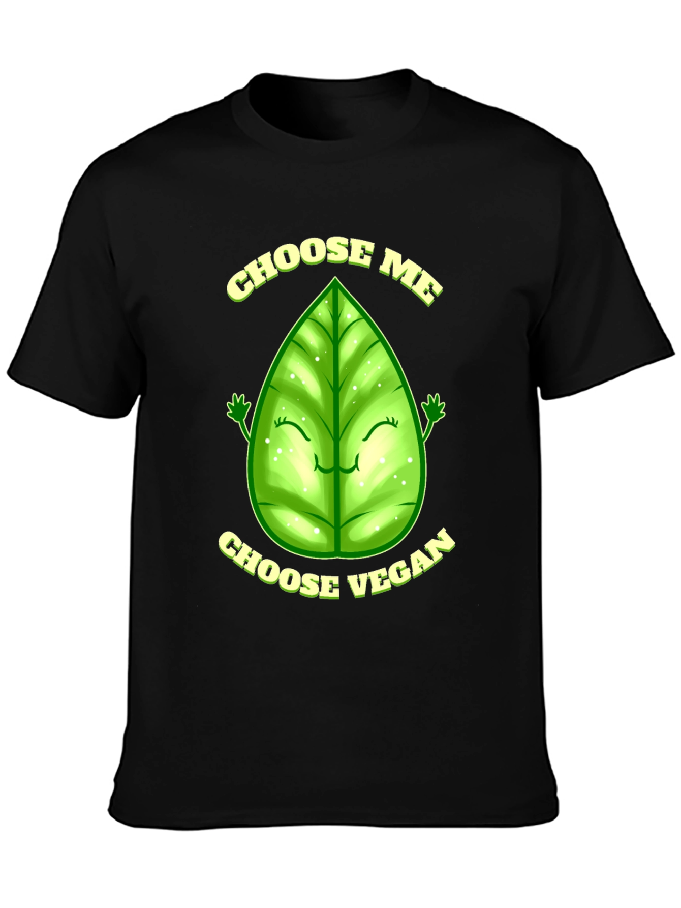 Black Choose Vegan T-Shirt - Leaf Design view 3