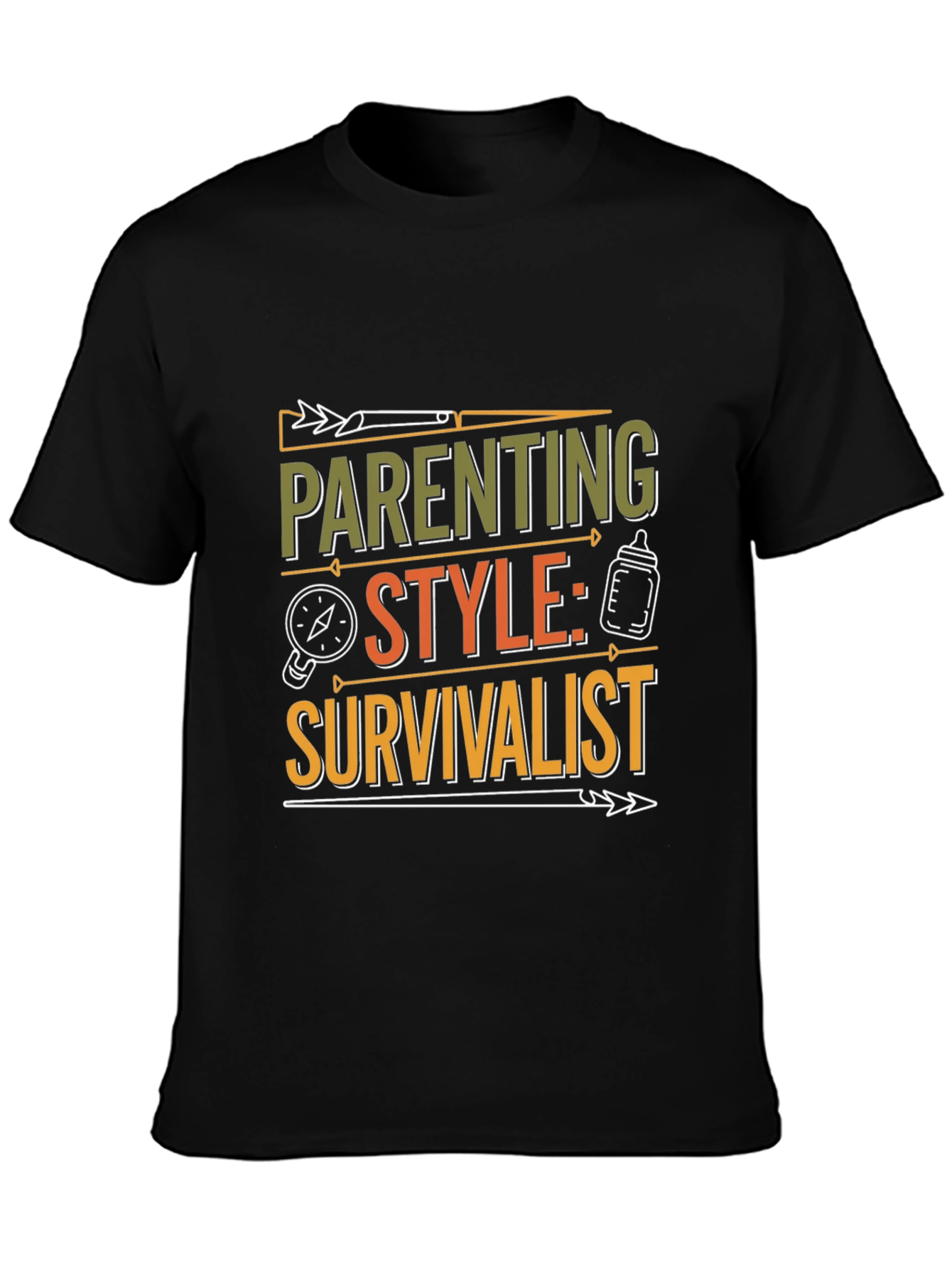 Black Parenting Style: Survivalist T-Shirt - Black Crew Neck Tee view 3