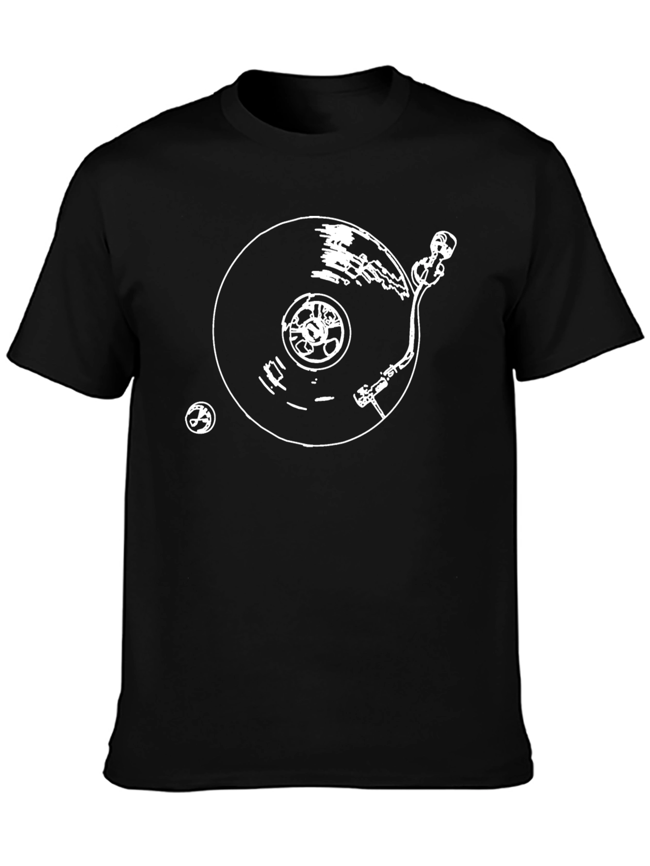 Black Turntable Graphic T-Shirt - Retro DJ Vibe view 3