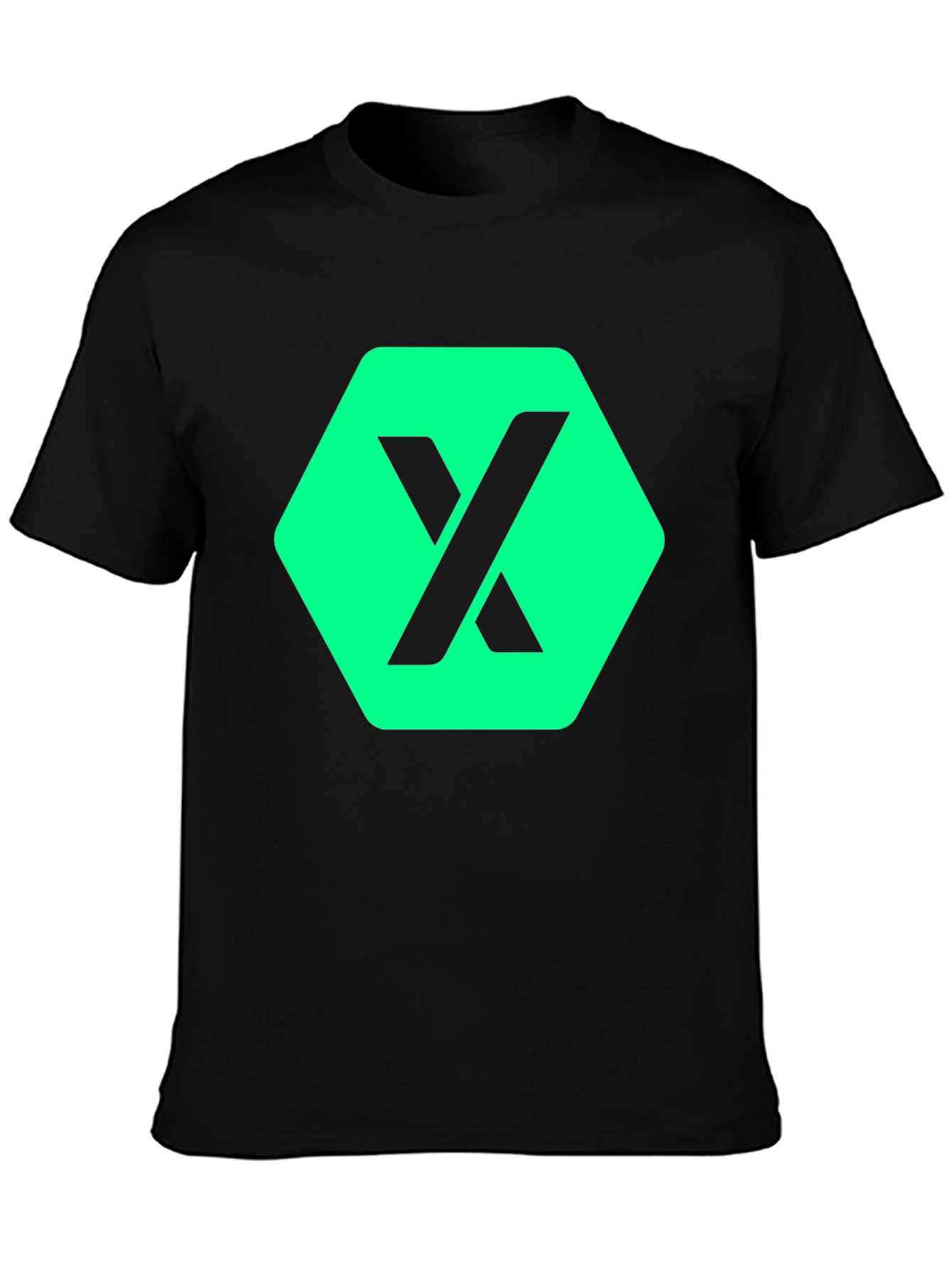 Black Modern Graphic Tee: Black Shirt with Geometric "X" Design view 3