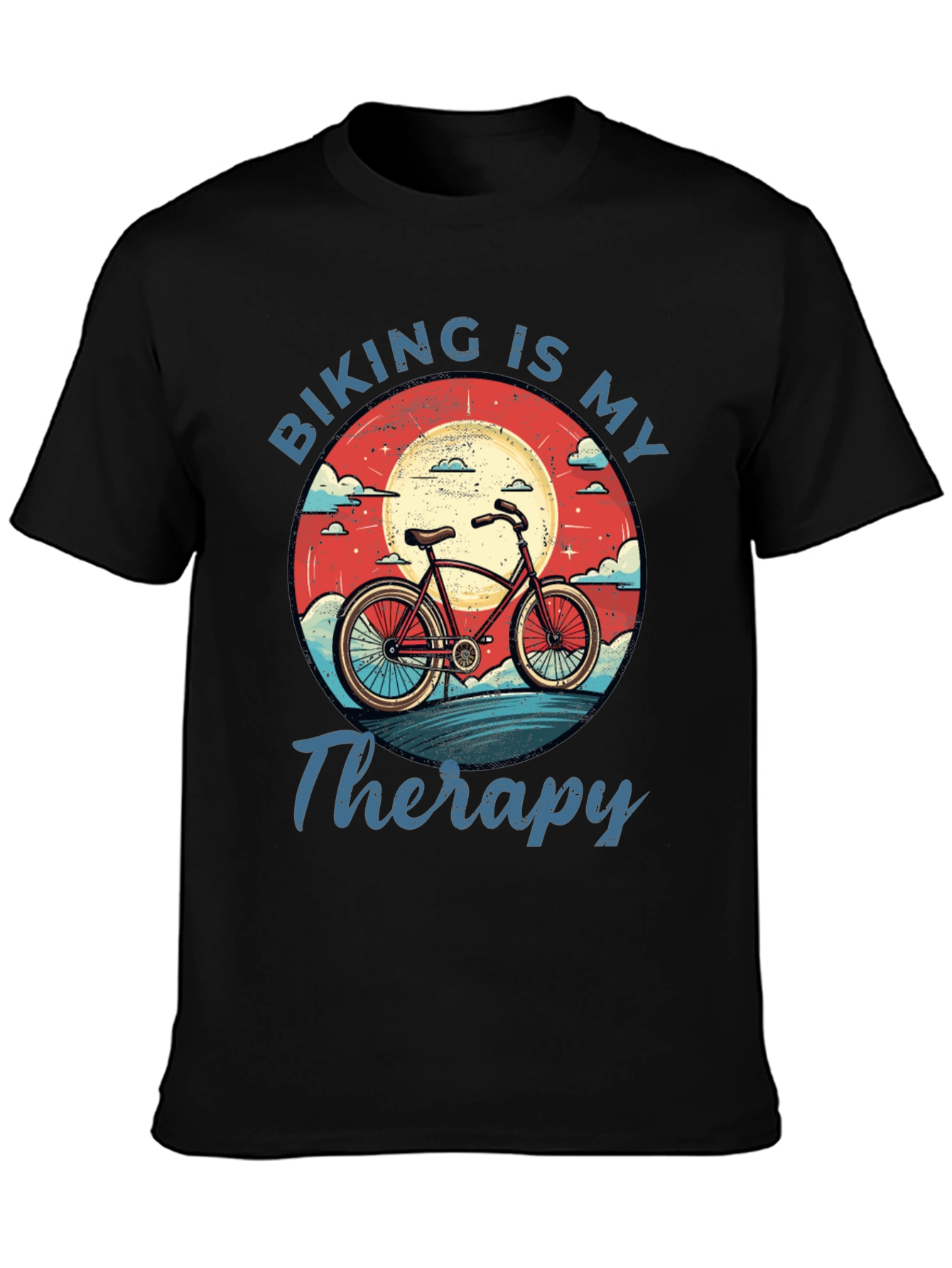 Black Biking is My Therapy Graphic T-Shirt view 3