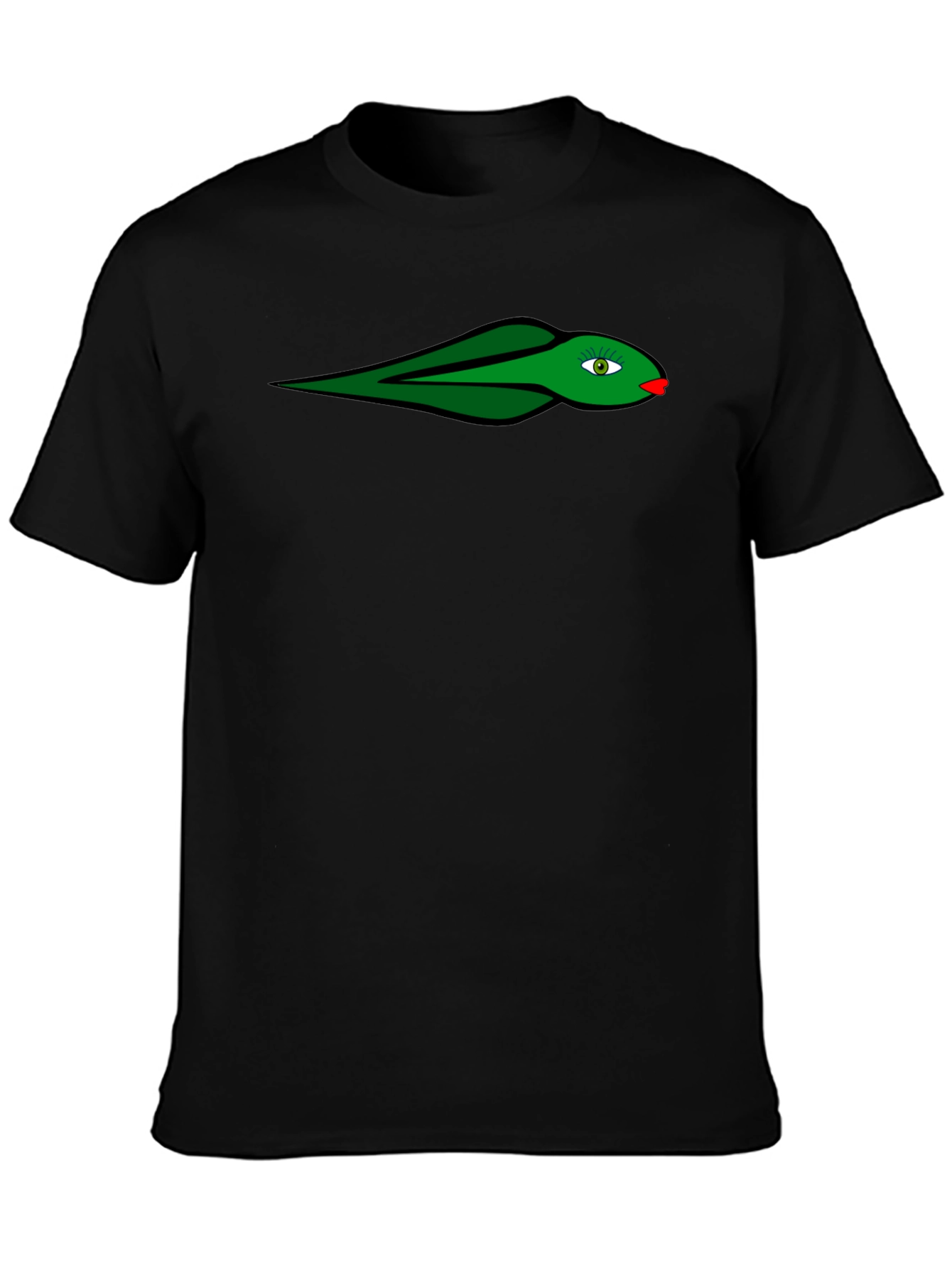 Black Black T-Shirt with Green Snake Design view 3