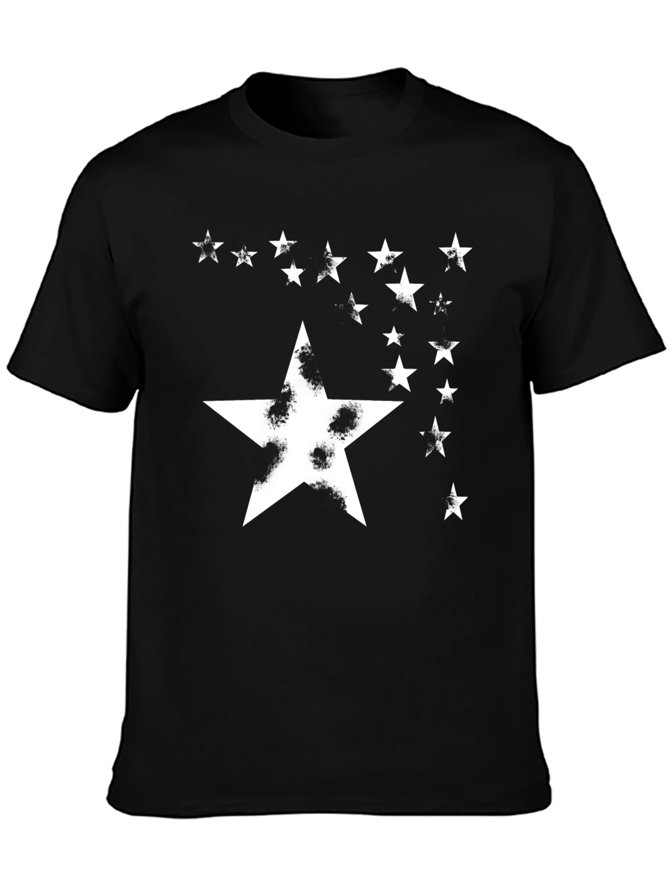 Black Starry Night Graphic Tee - Distressed Star Design view 3