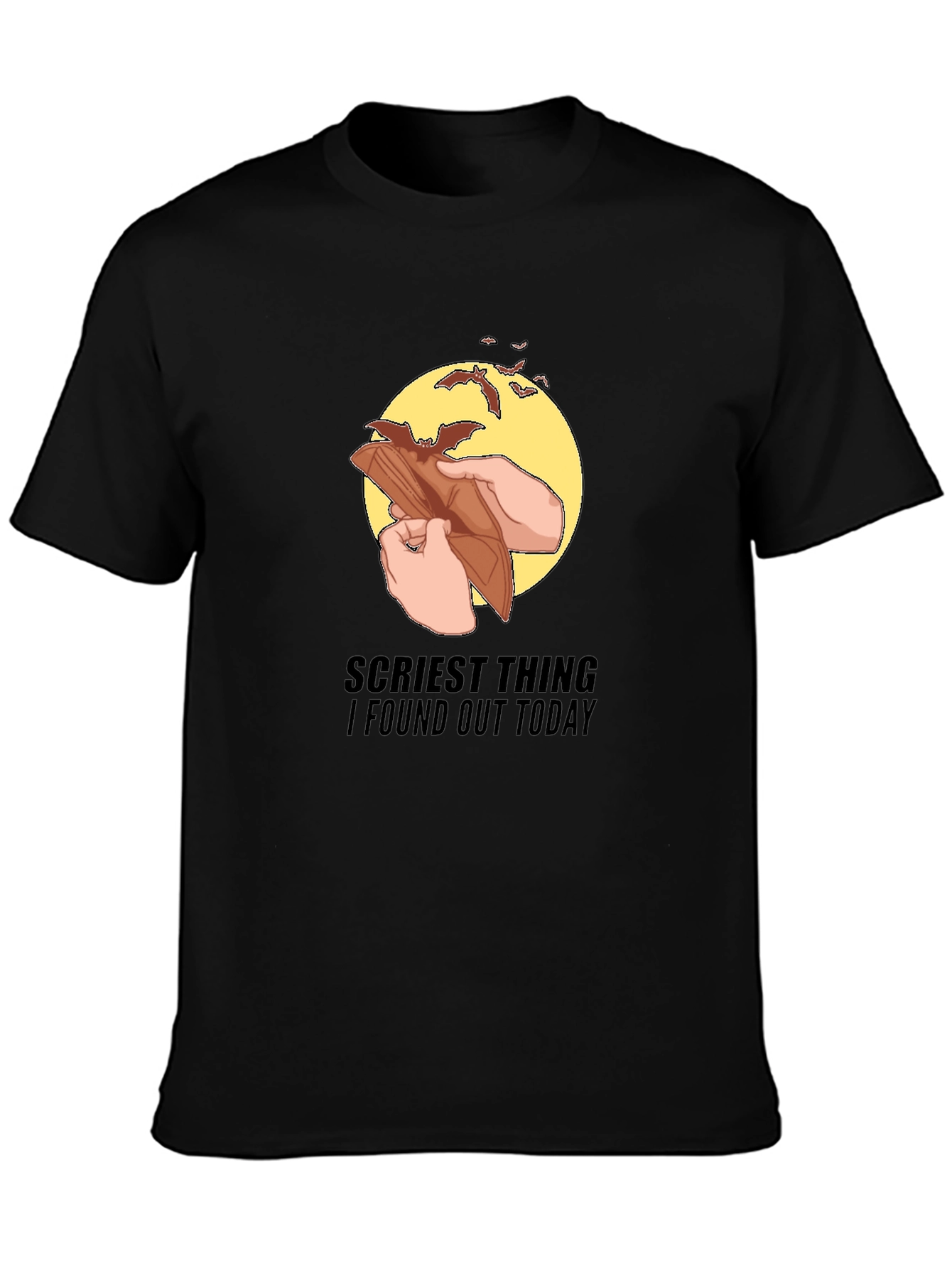 Black Scariest Thing T-Shirt: Bats in Wallet Graphic Tee view 3