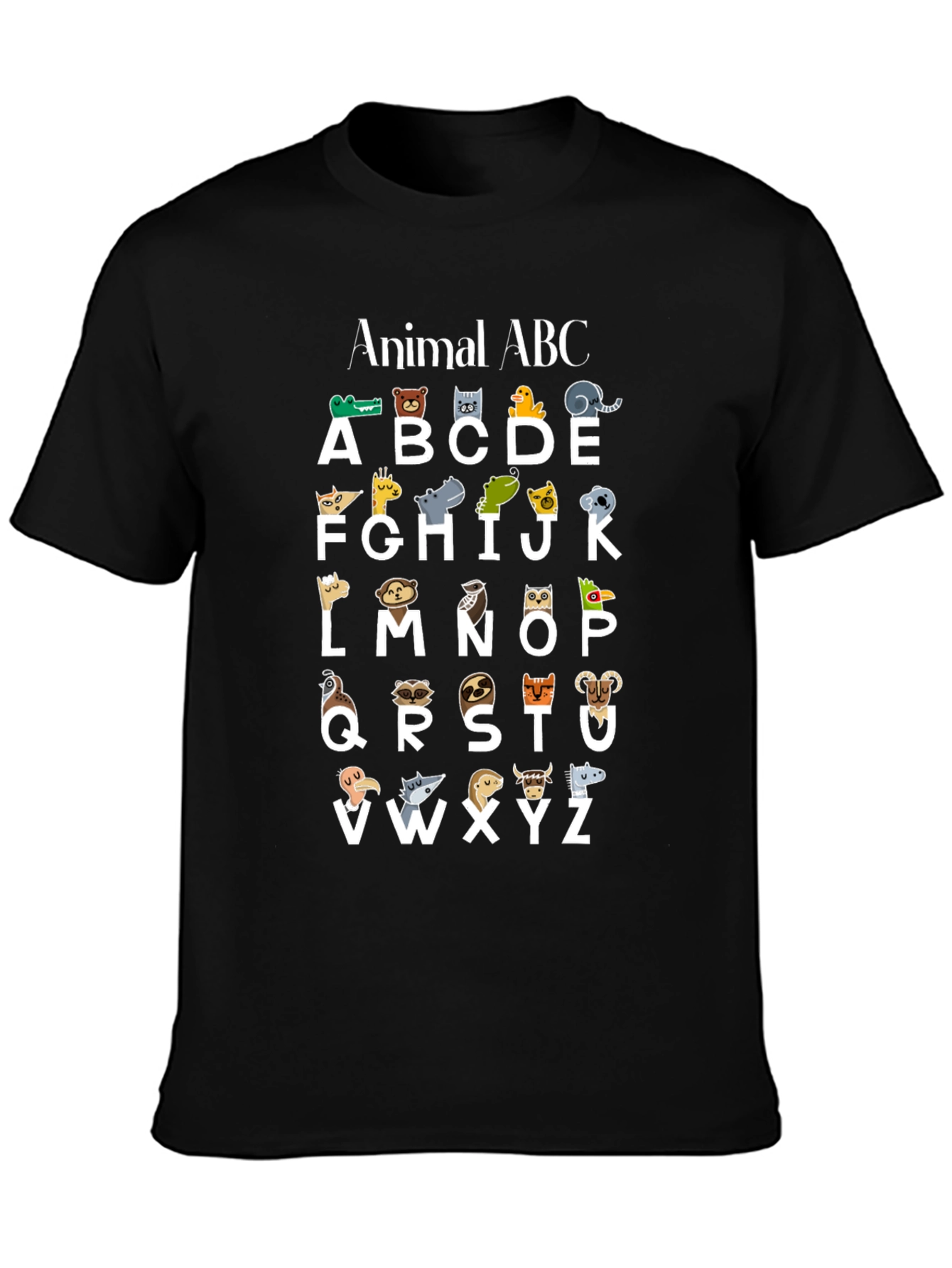 Black Animal ABC T-Shirt - Educational Alphabet Tee view 3