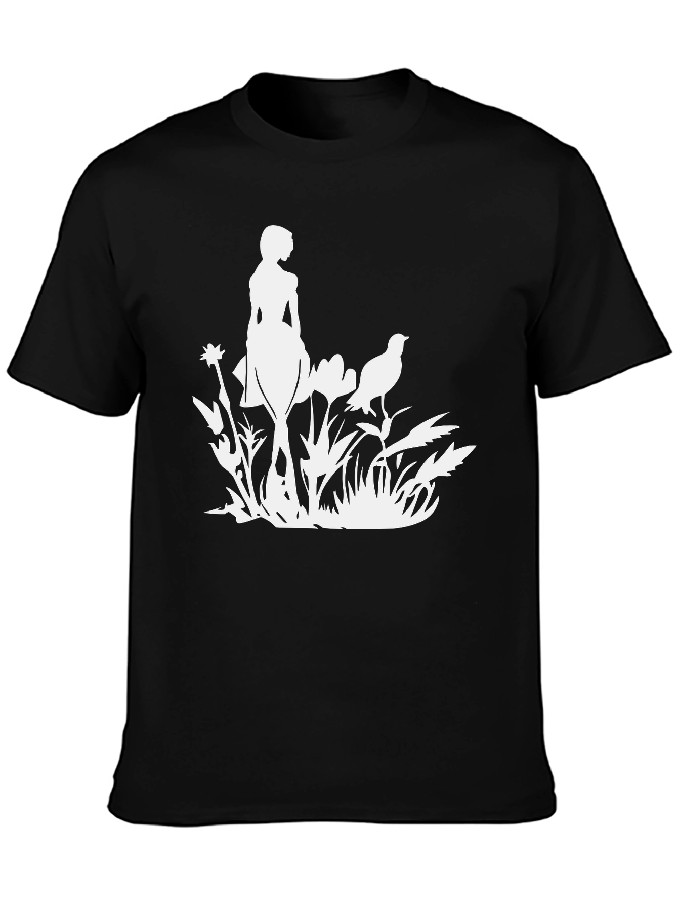 Black Nature Girl Silhouette Black Tee view 3