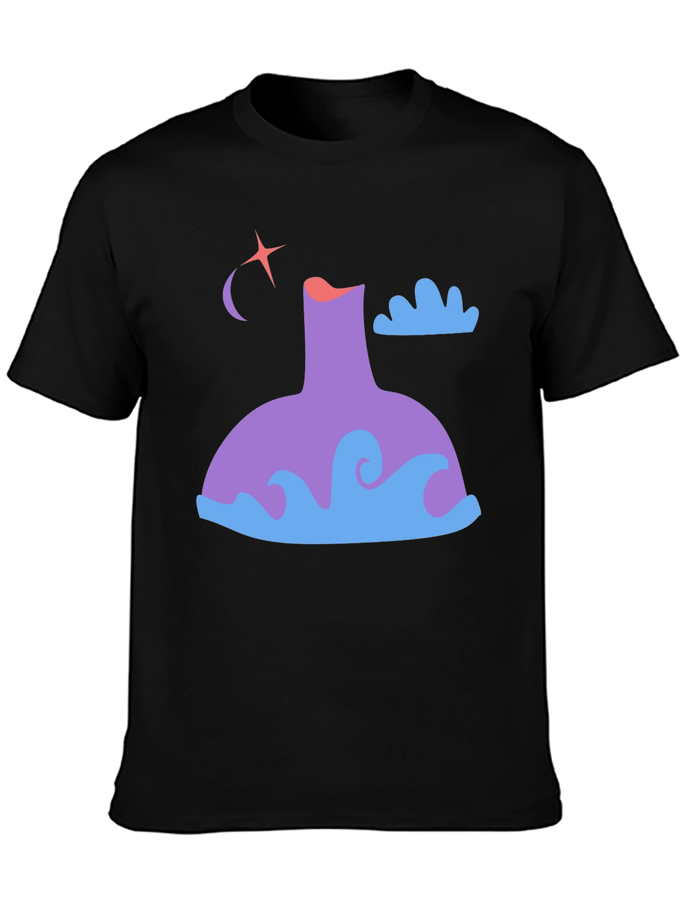 Black Whimsical Graphic Tee - Night Sky Design view 3