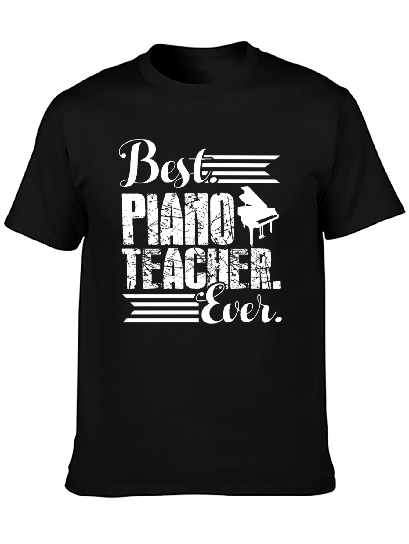 Black Best Piano Teacher Ever Graphic T-Shirt view 3