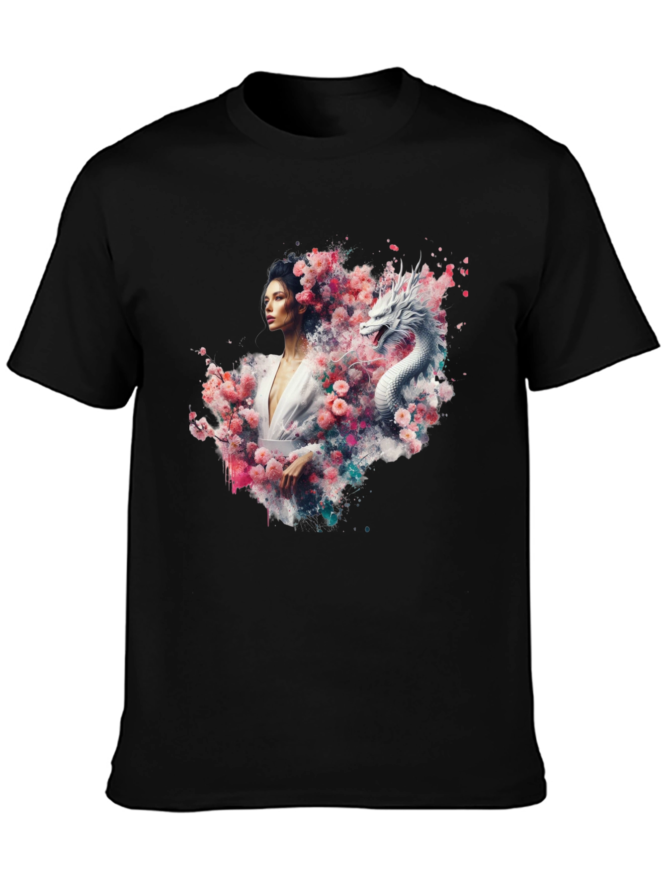 Black Dragon & Woman Graphic Tee view 3