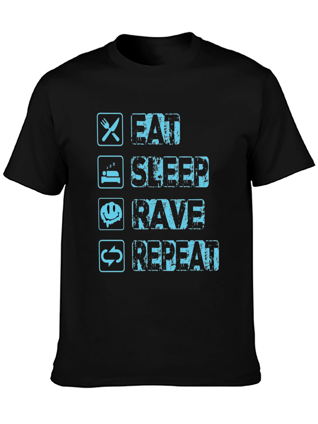 Black Eat Sleep Rave Repeat Graphic Tee view 3