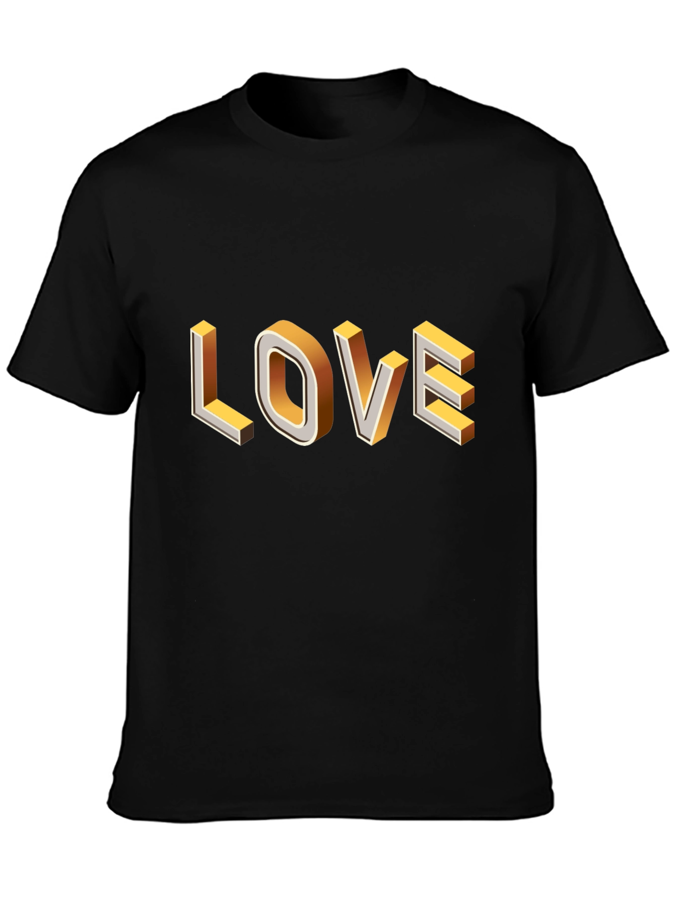 Black Trendy Black T-Shirt with 3D Love Graphic view 3