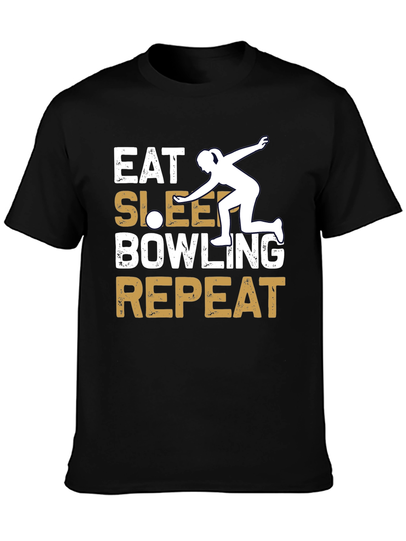 Black Eat Sleep Bowling Repeat Graphic Tee view 3