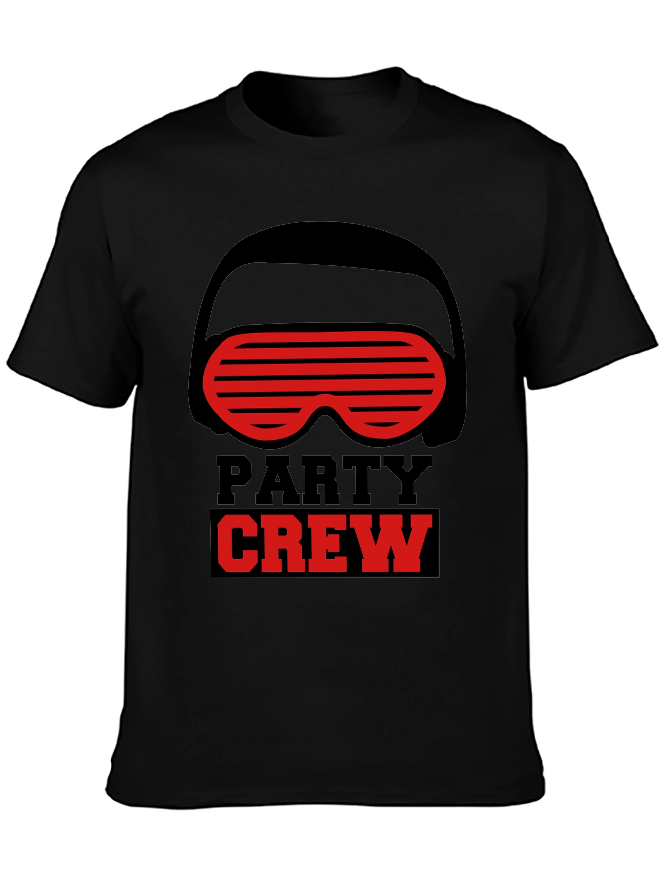 Black Party Crew Graphic T-Shirt - Black Crew Neck Tee view 3