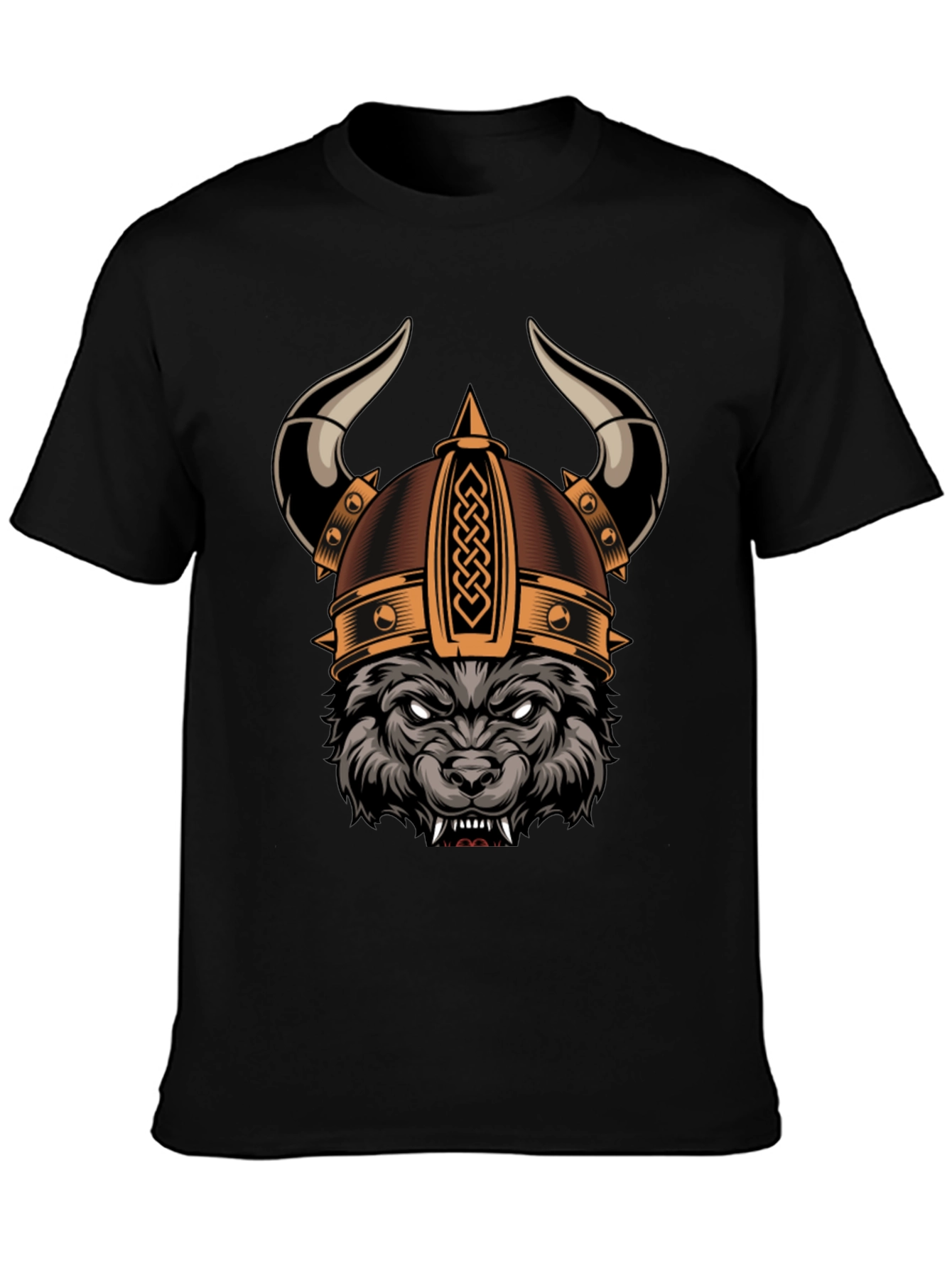 Black Viking Wolf Graphic Tee - Black view 3