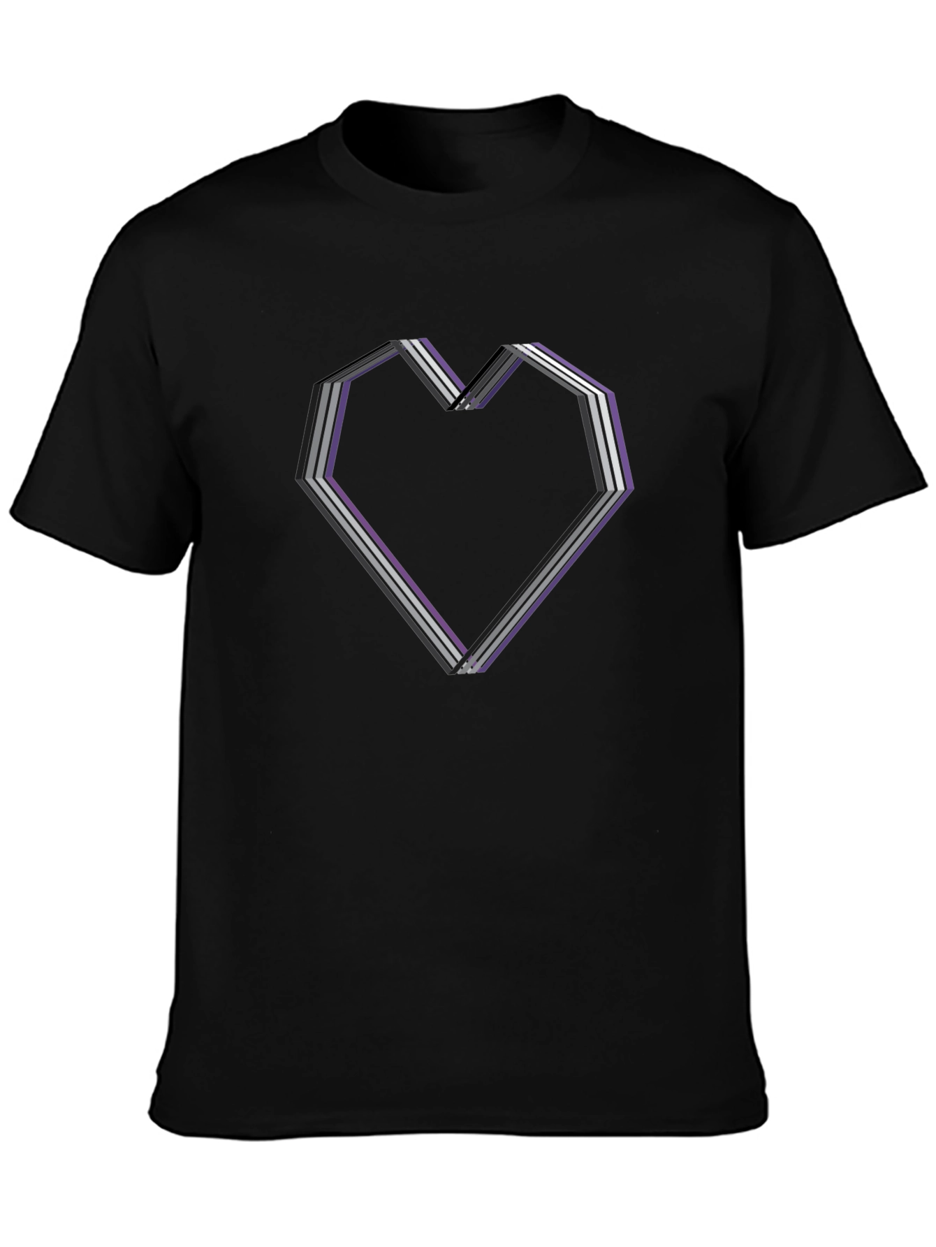 Black Asexual Pride Heart Graphic Tee - Black view 3