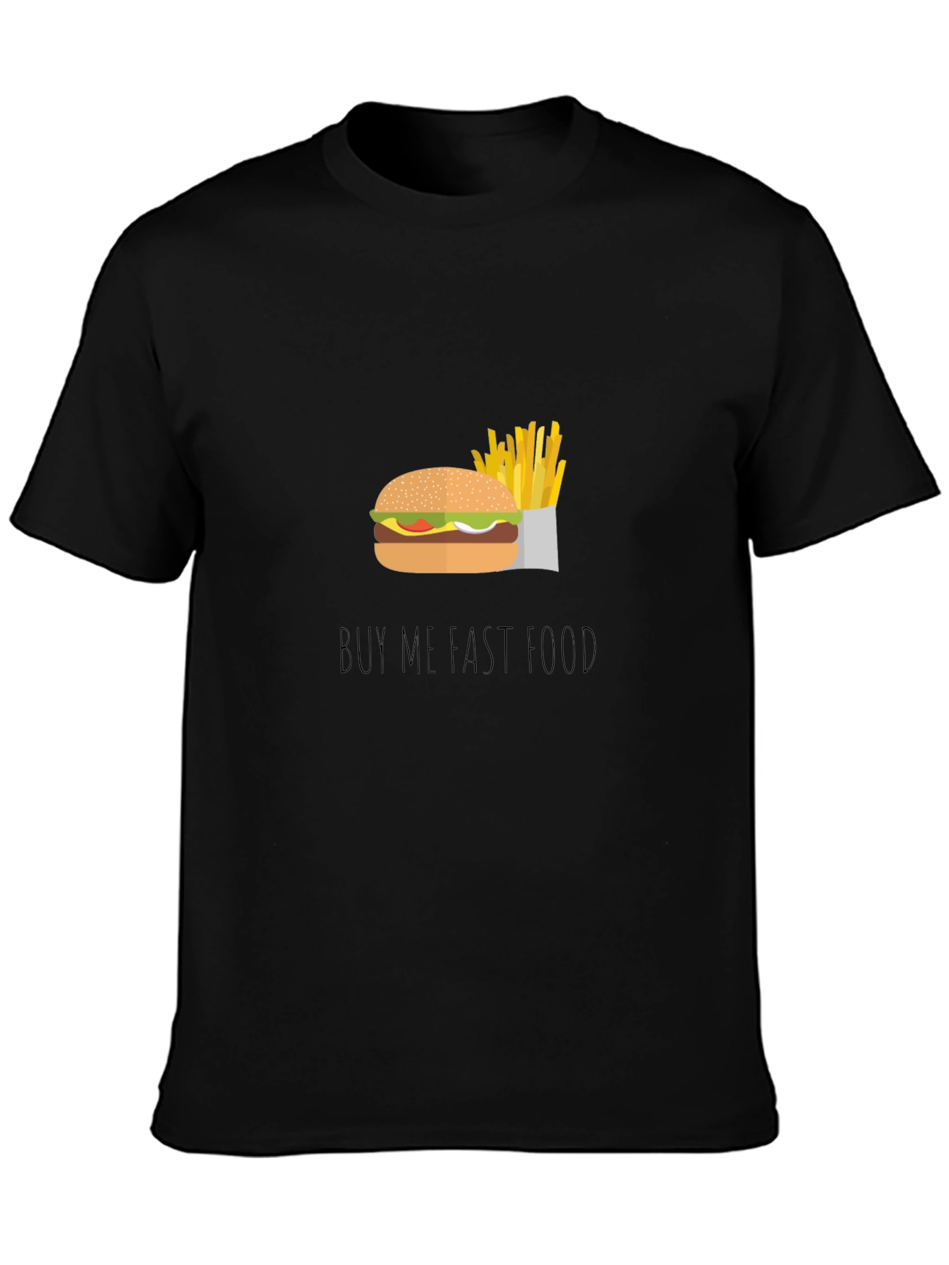Black Buy Me Fast Food Graphic Tee - Unisex Black T-Shirt view 3