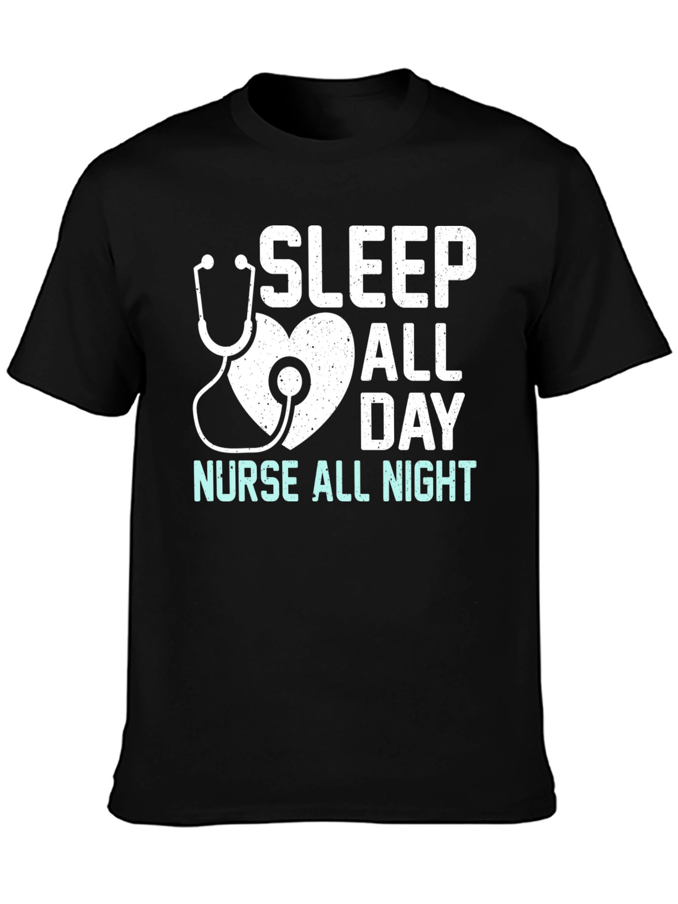 Black Nurse T-Shirt - Sleep All Day, Nurse All Night view 3