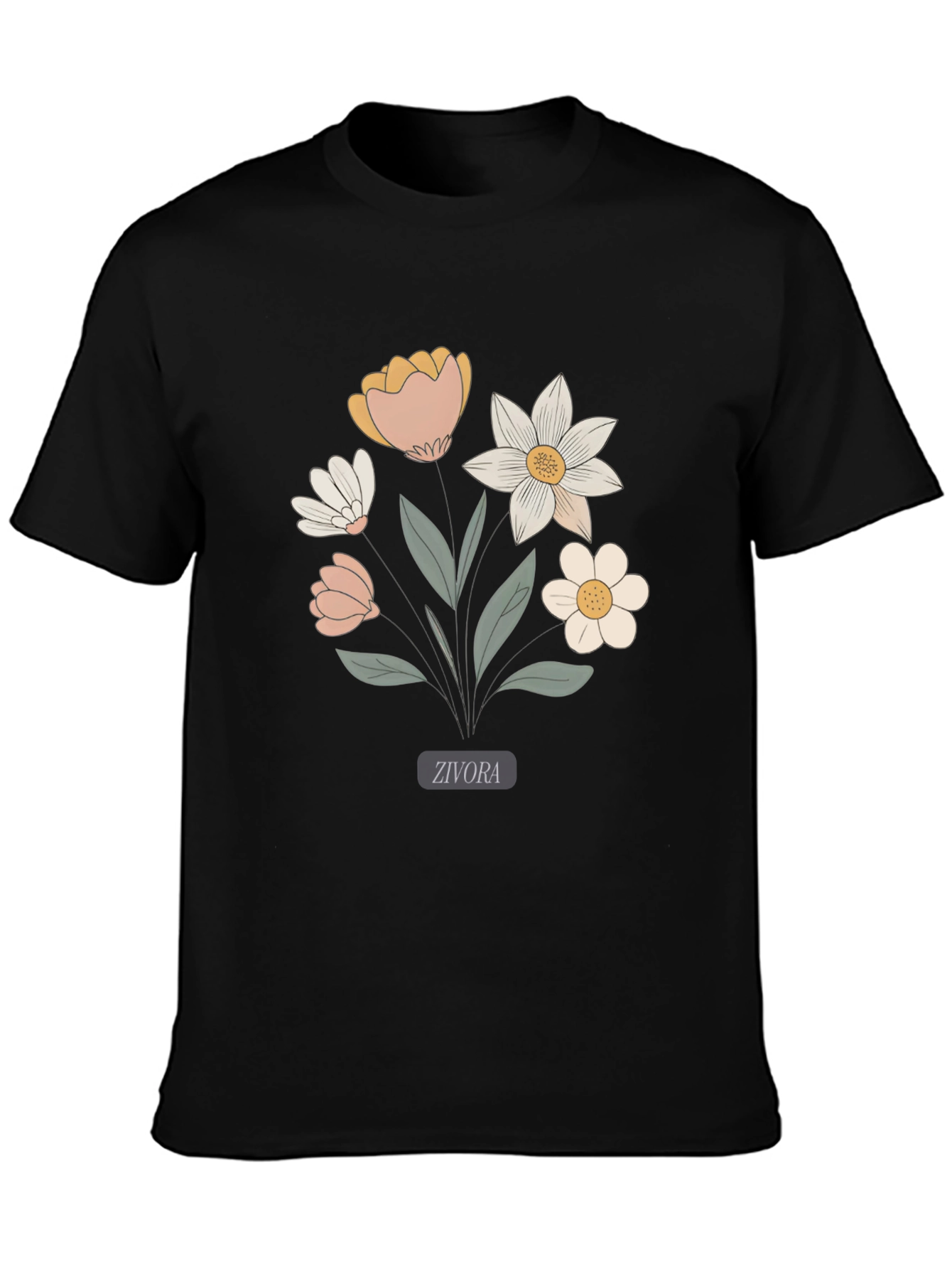 Black Floral Graphic Print Tee - Soft Cotton Comfort view 3