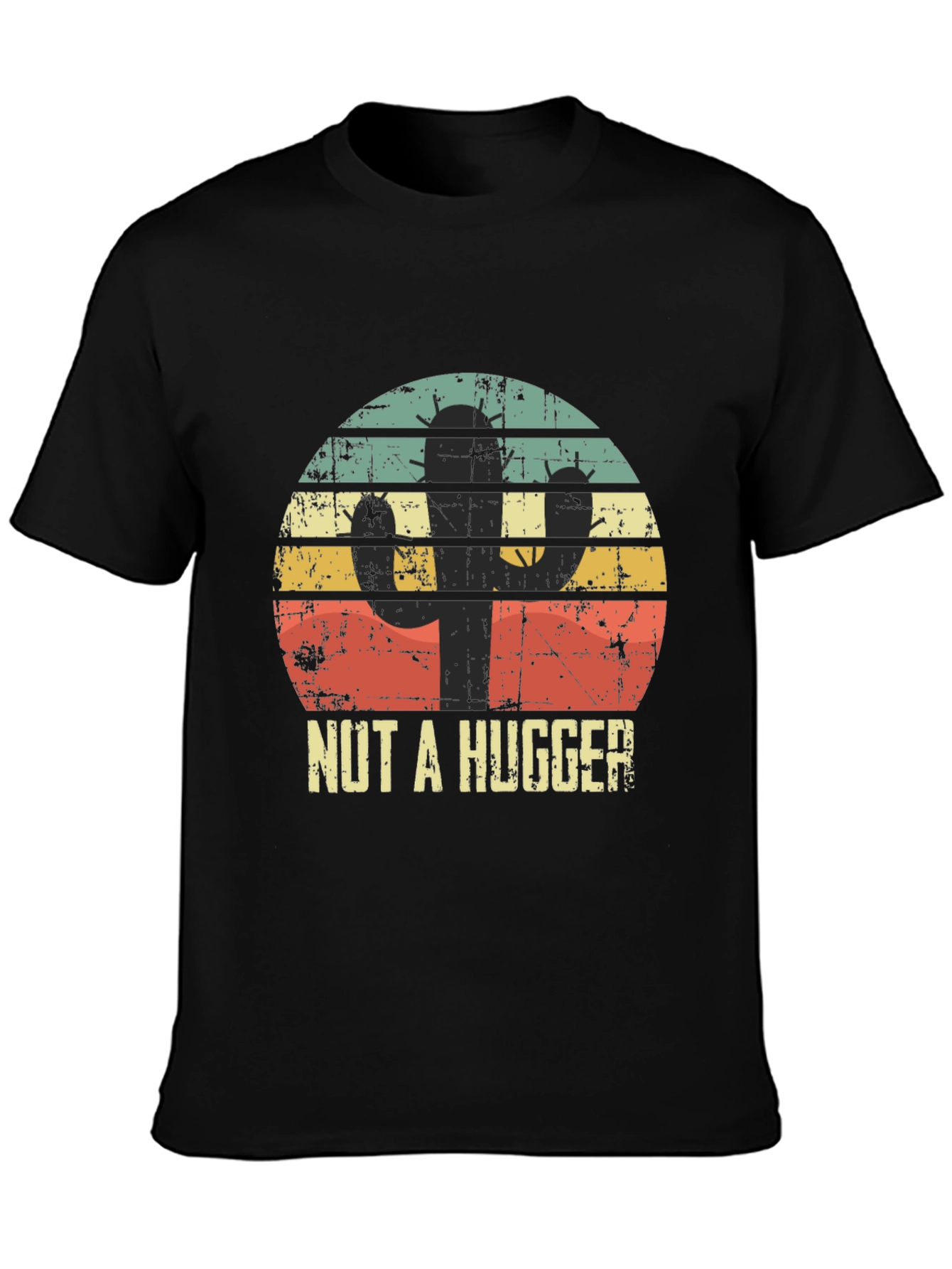 Black Cactus Humor Graphic Tee - "Nut A Hugger" view 3