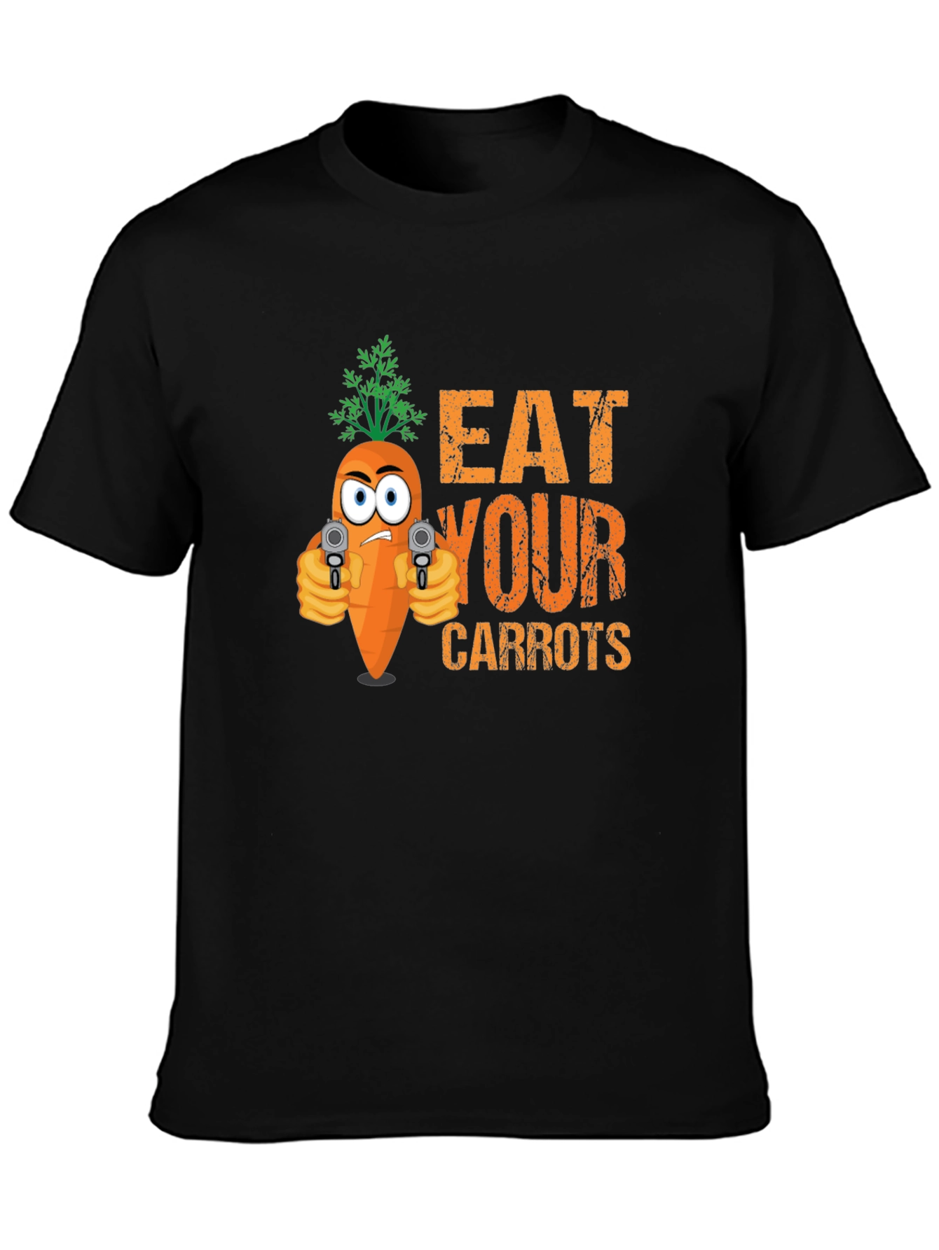 Black Eat Your Carrots Funny Graphic T-Shirt view 3