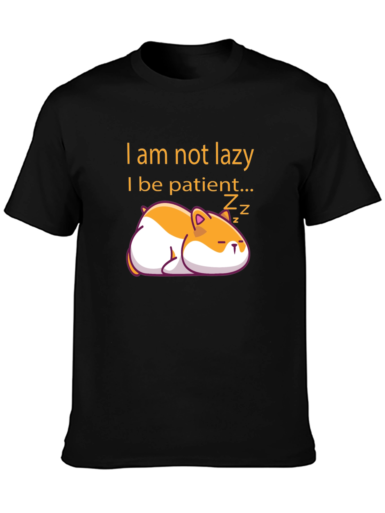Black Funny Lazy Hamster Graphic T-Shirt view 3