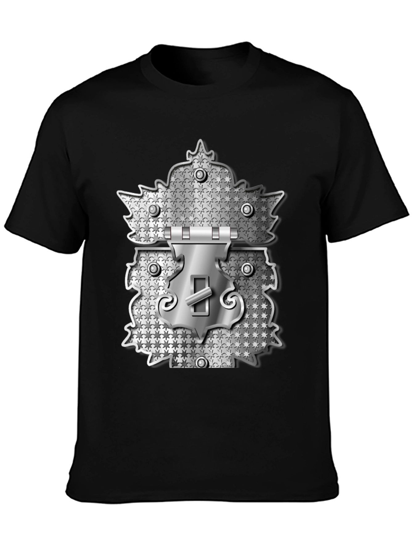 Black Novelty Lock Graphic Print Black T-Shirt view 3