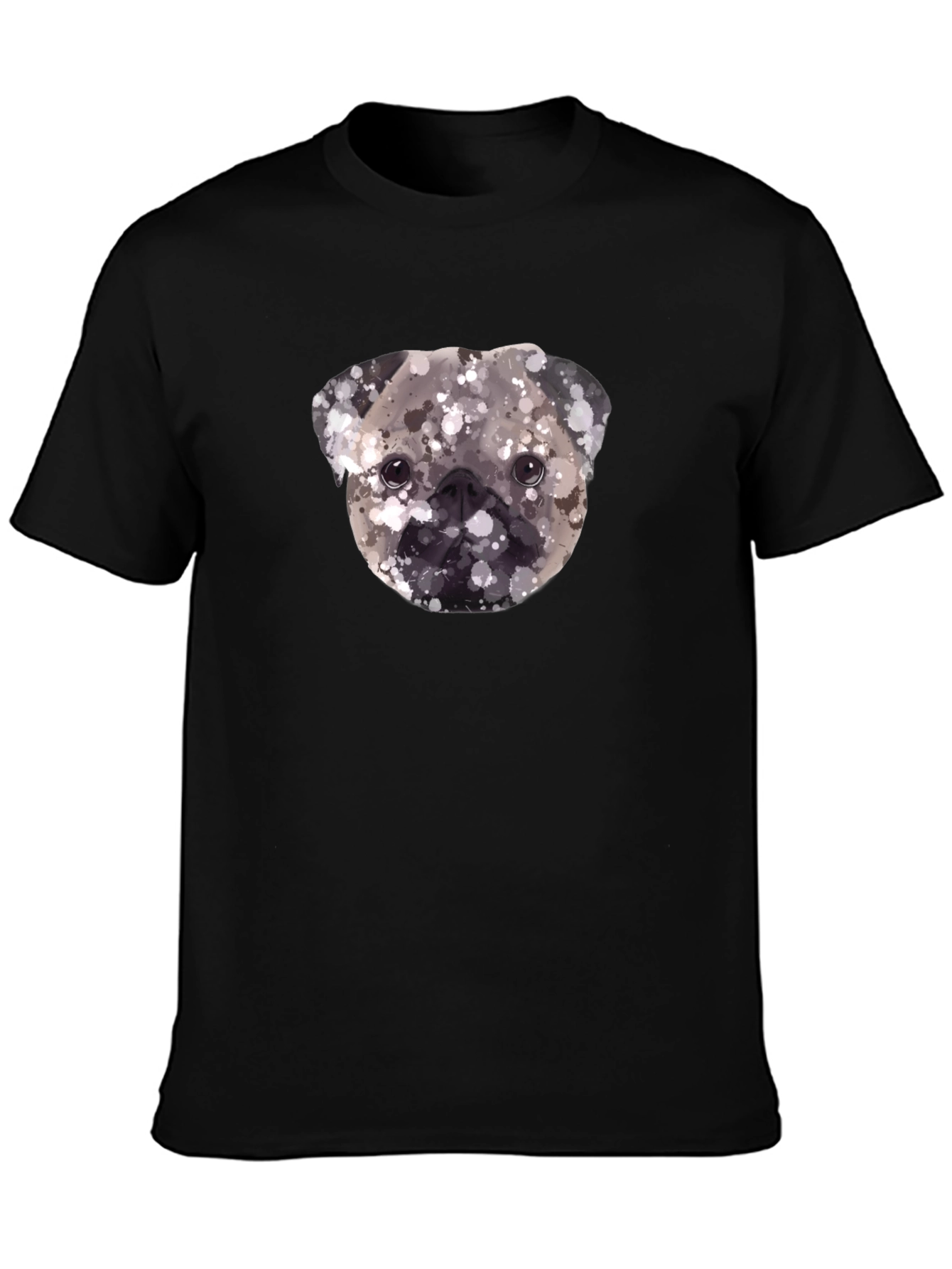 Black Pug Head Graphic Print Tee view 3