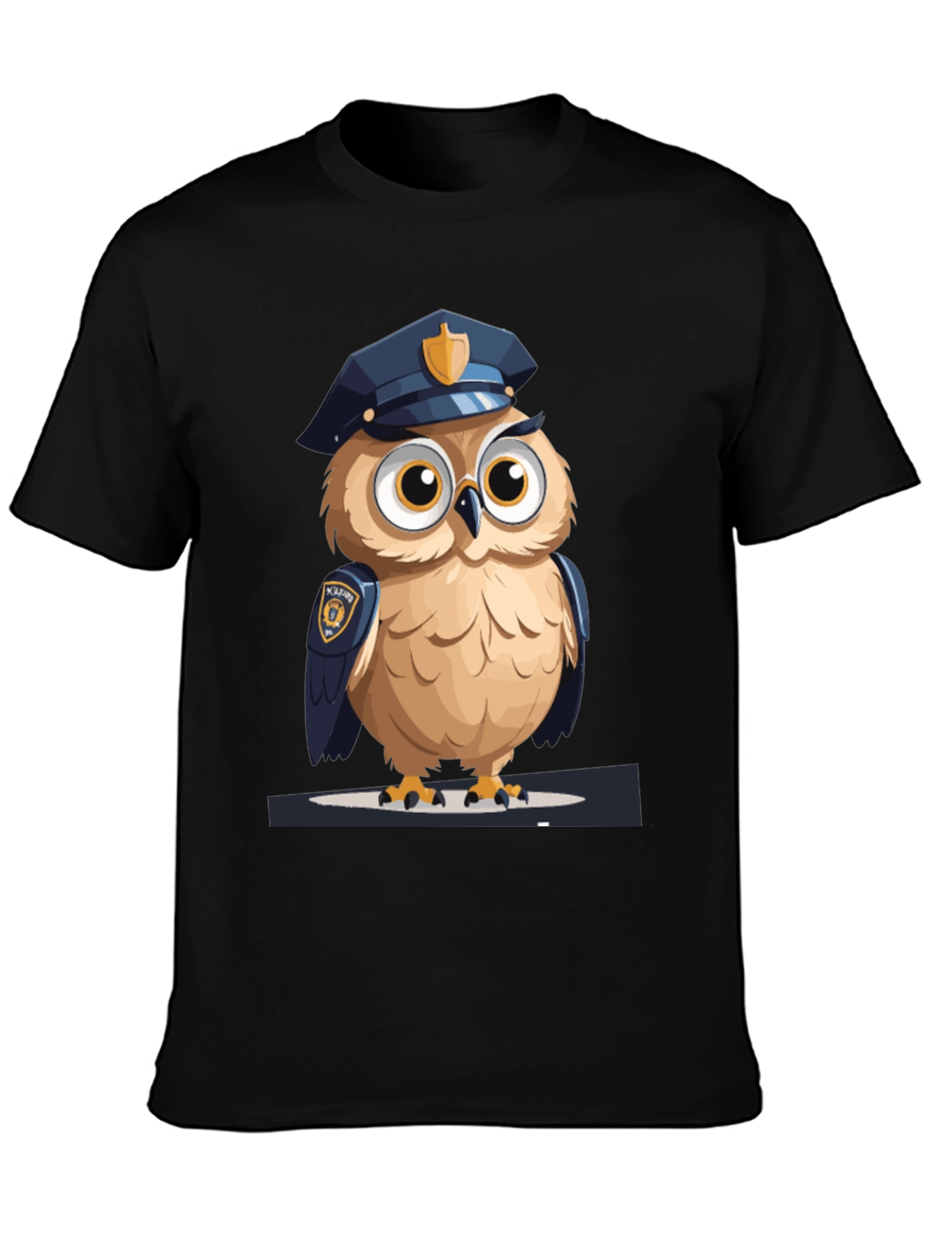 Black Owl Police Graphic Tee - Men's Black T-Shirt view 3