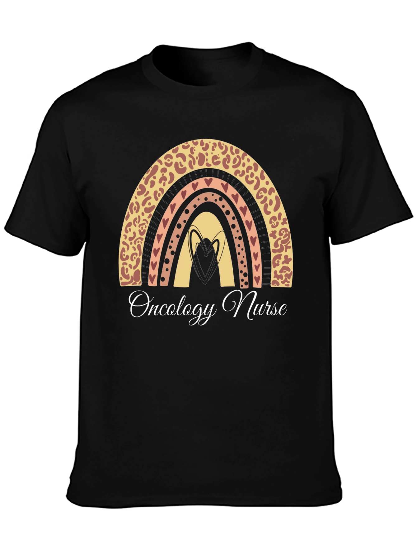 Black Oncology Nurse Rainbow Graphic T-Shirt view 3