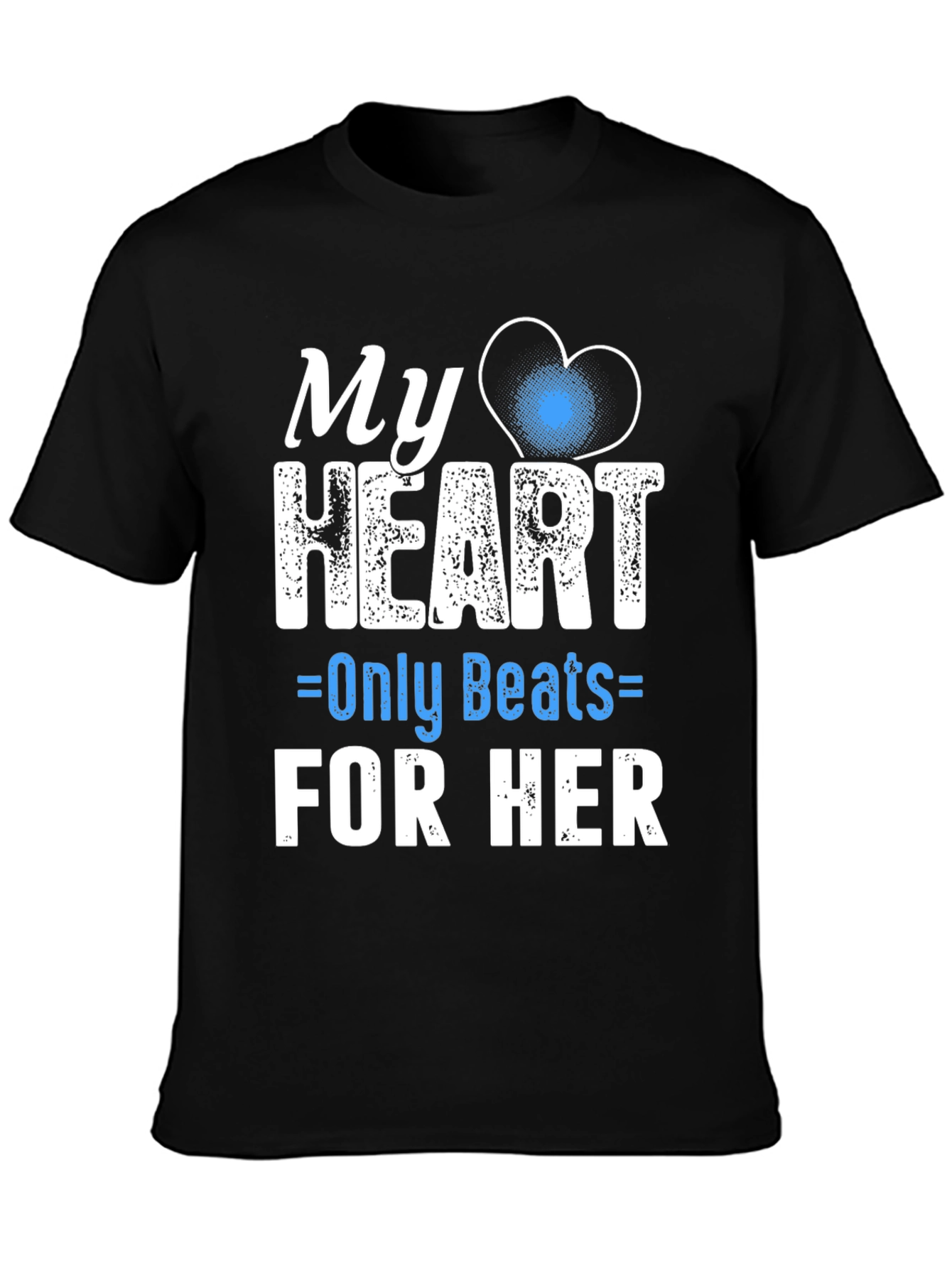 Black My Heart Only Beats For Her - Graphic Tee view 3
