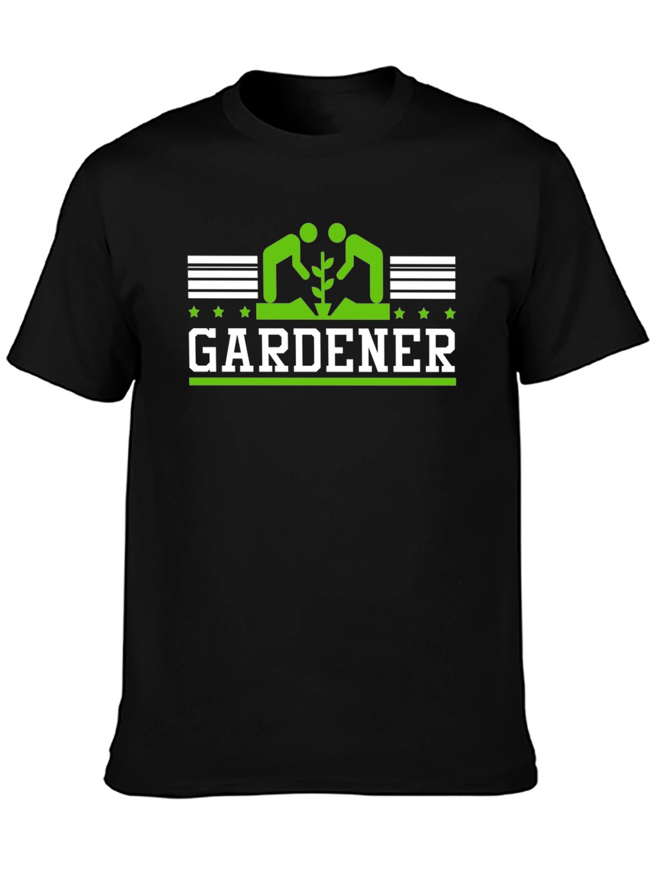 Black Gardener Graphic Tee - Green on Black view 3