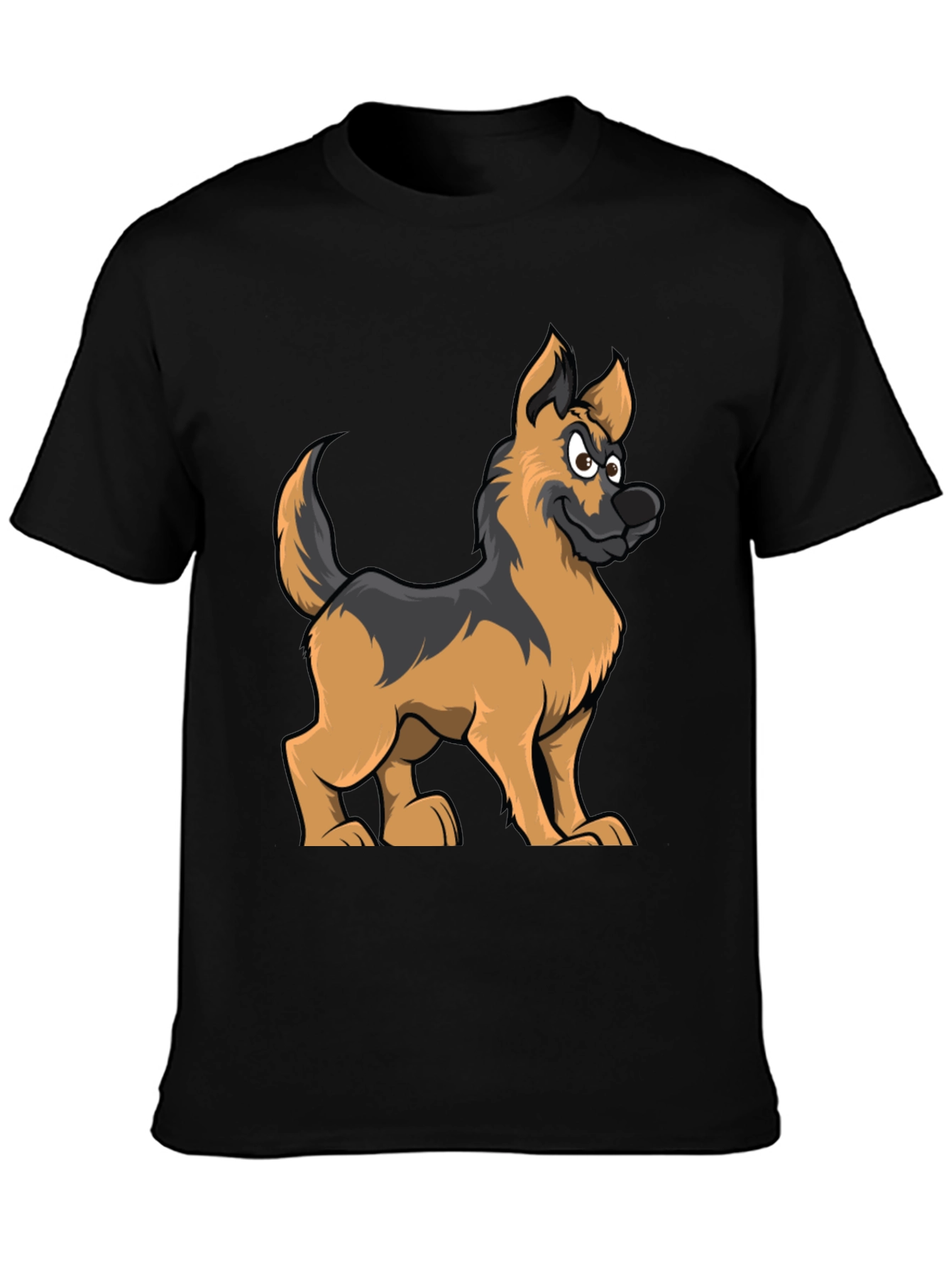Black Cartoon German Shepherd Graphic Tee view 3