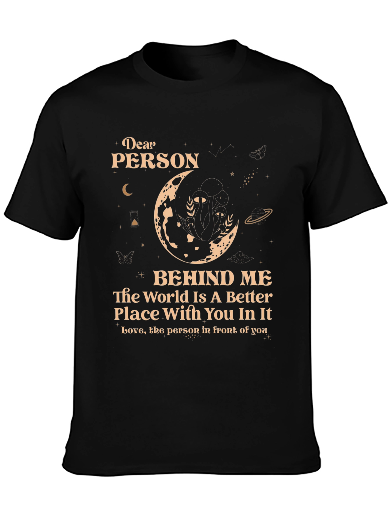 Black Dear Person Behind Me T-Shirt - Unisex view 3