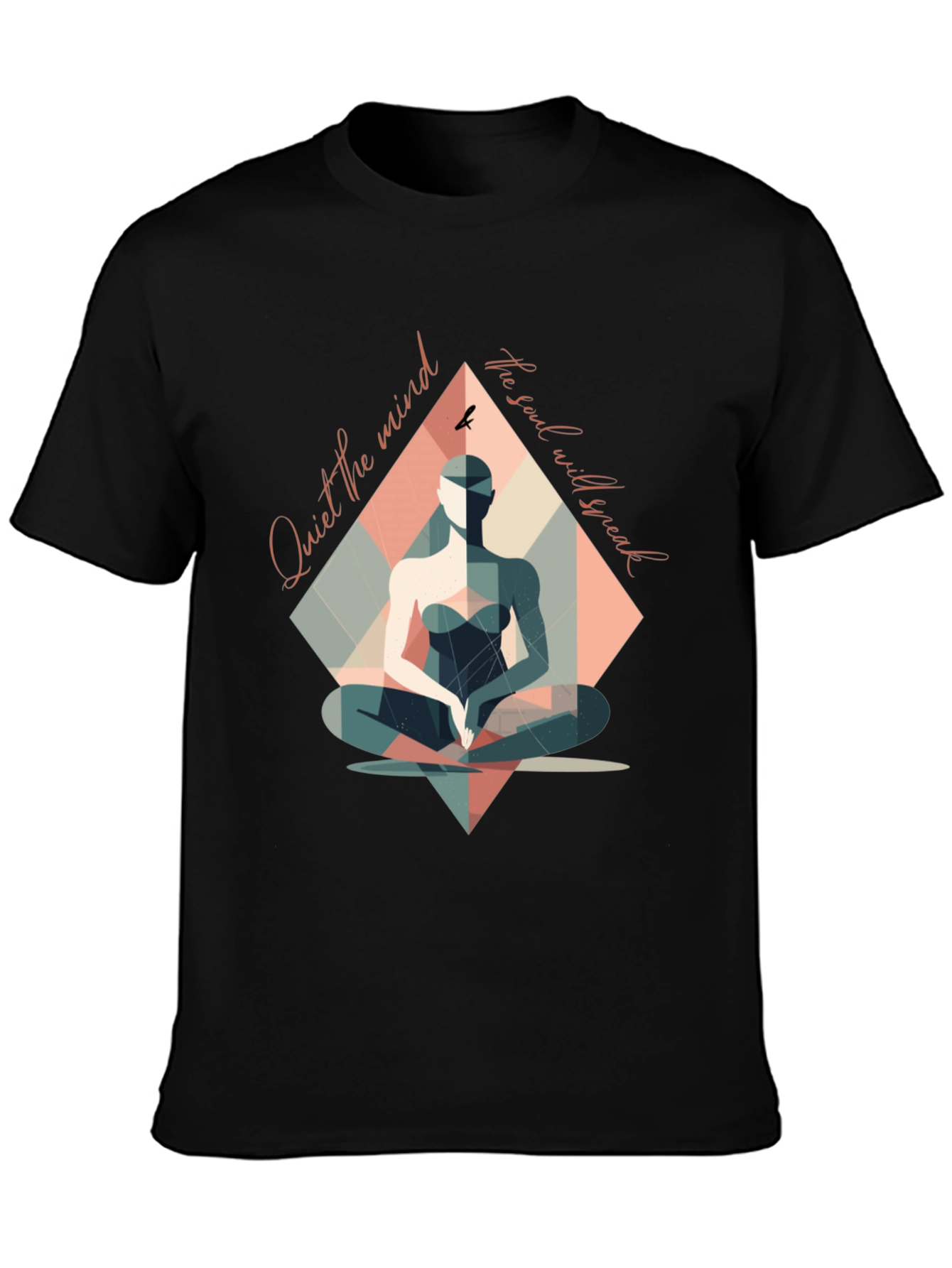 Black Mindful Meditation T-Shirt - Quiet the Mind, Speak the Soul view 3